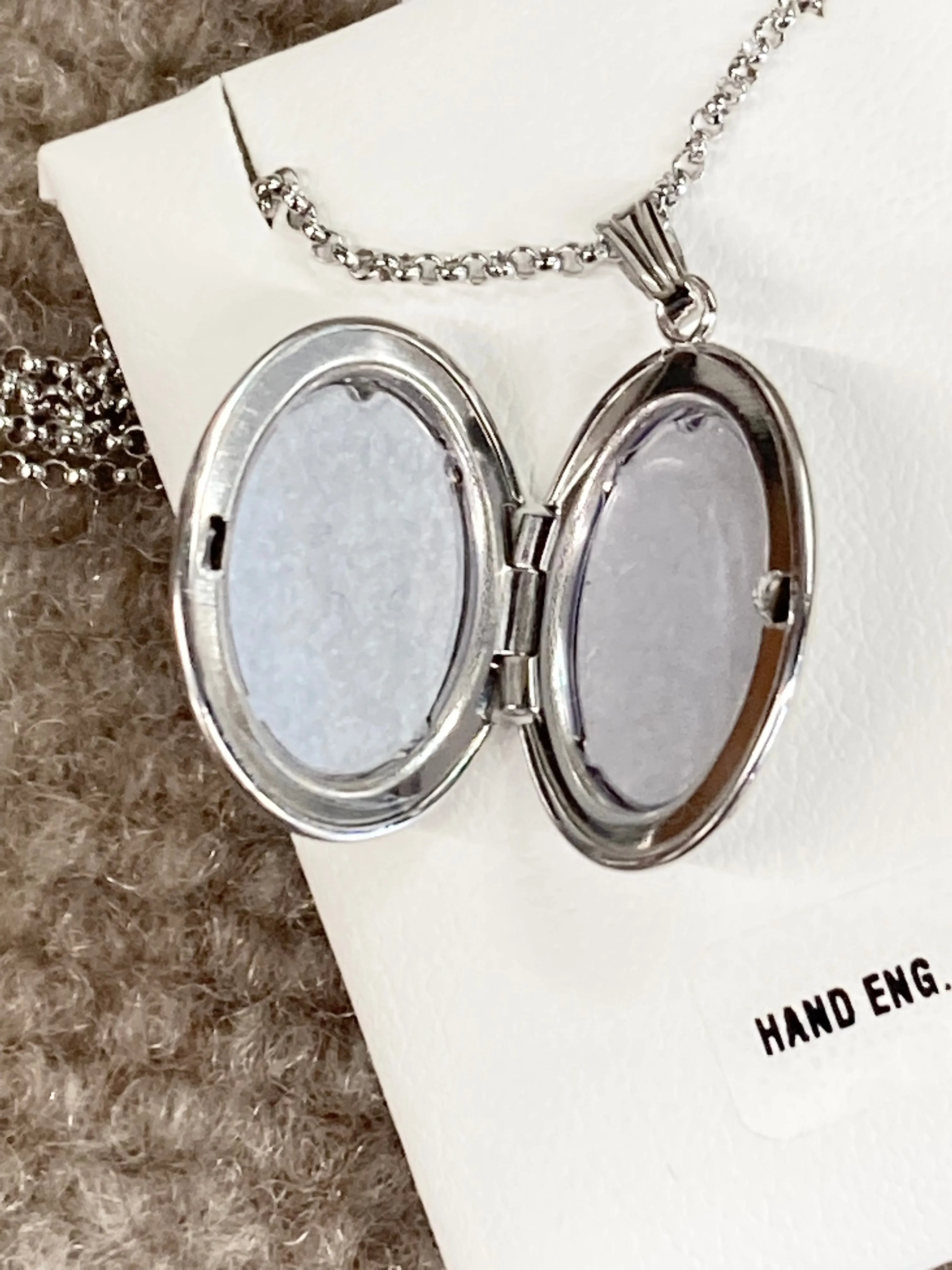Oval Silver Locket And Chain