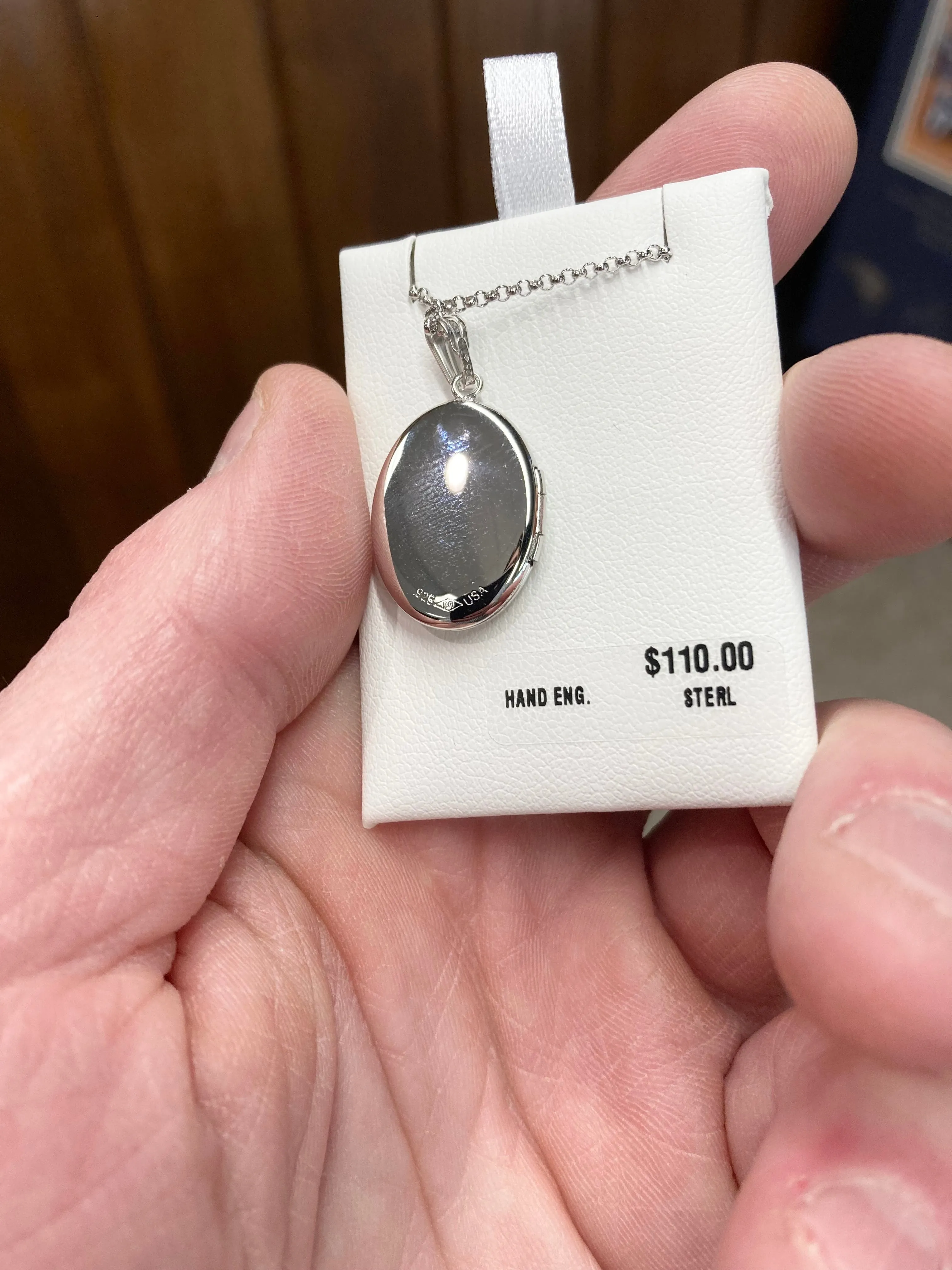 Oval Silver Locket And Chain