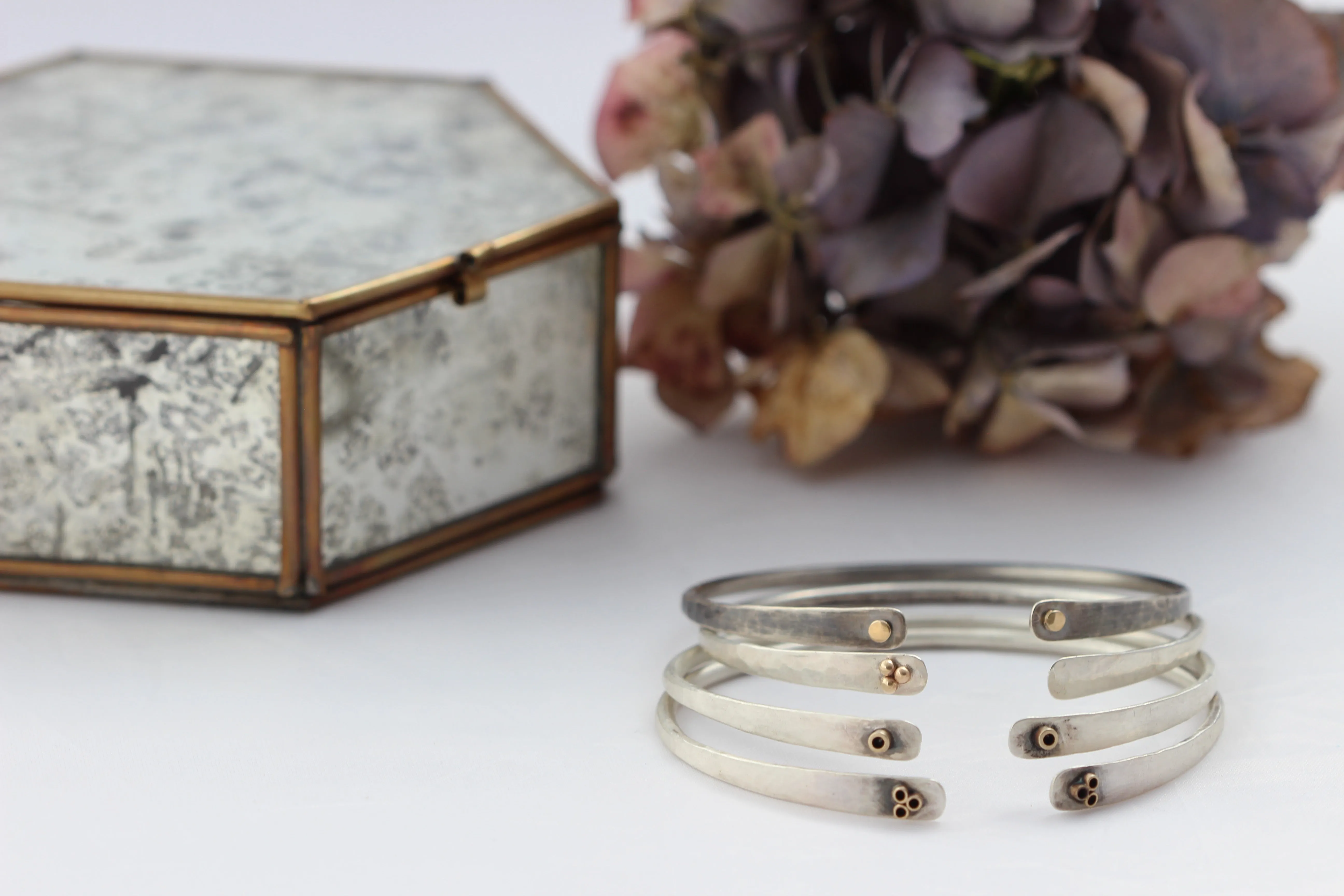 Oxidized Sterling Silver Bracelet with 14k Gold