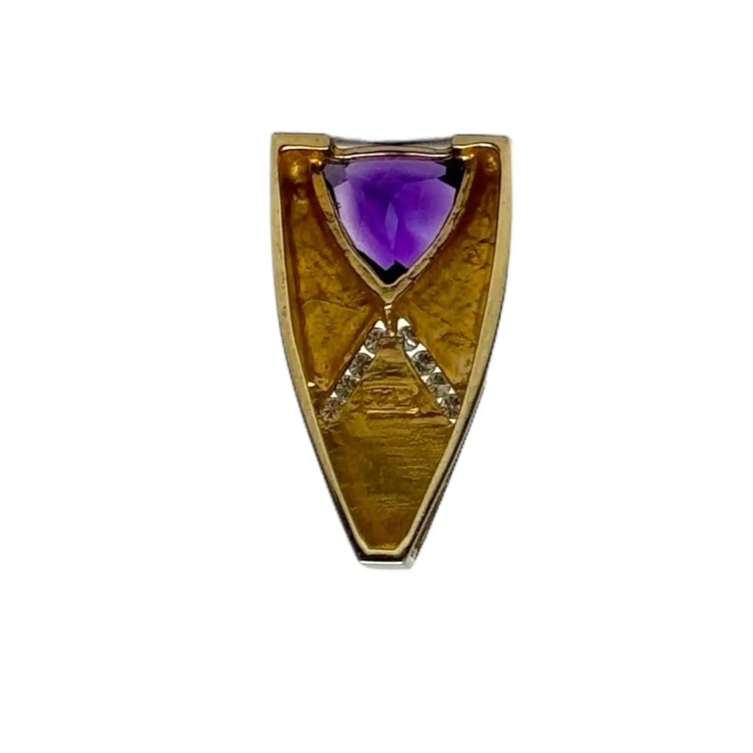 PENDANT 14K Yellow Gold Amethyst & Diamond