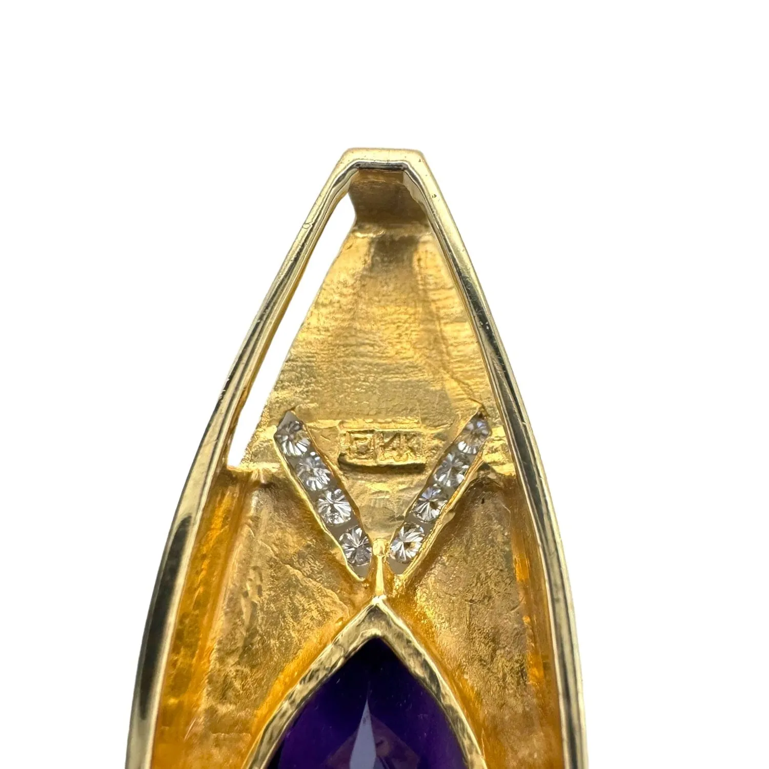 PENDANT 14K Yellow Gold Amethyst & Diamond