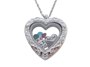 Personalized Silver Design Heart Locket Necklace for Mother or Grandma - by Jewelry Everyday