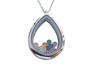 Personalized Stainless Steel Teardrop Locket Necklace for Mother or Grandma - by Jewelry Everyday