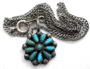 Petit Point Turquoise Necklace Vintage
