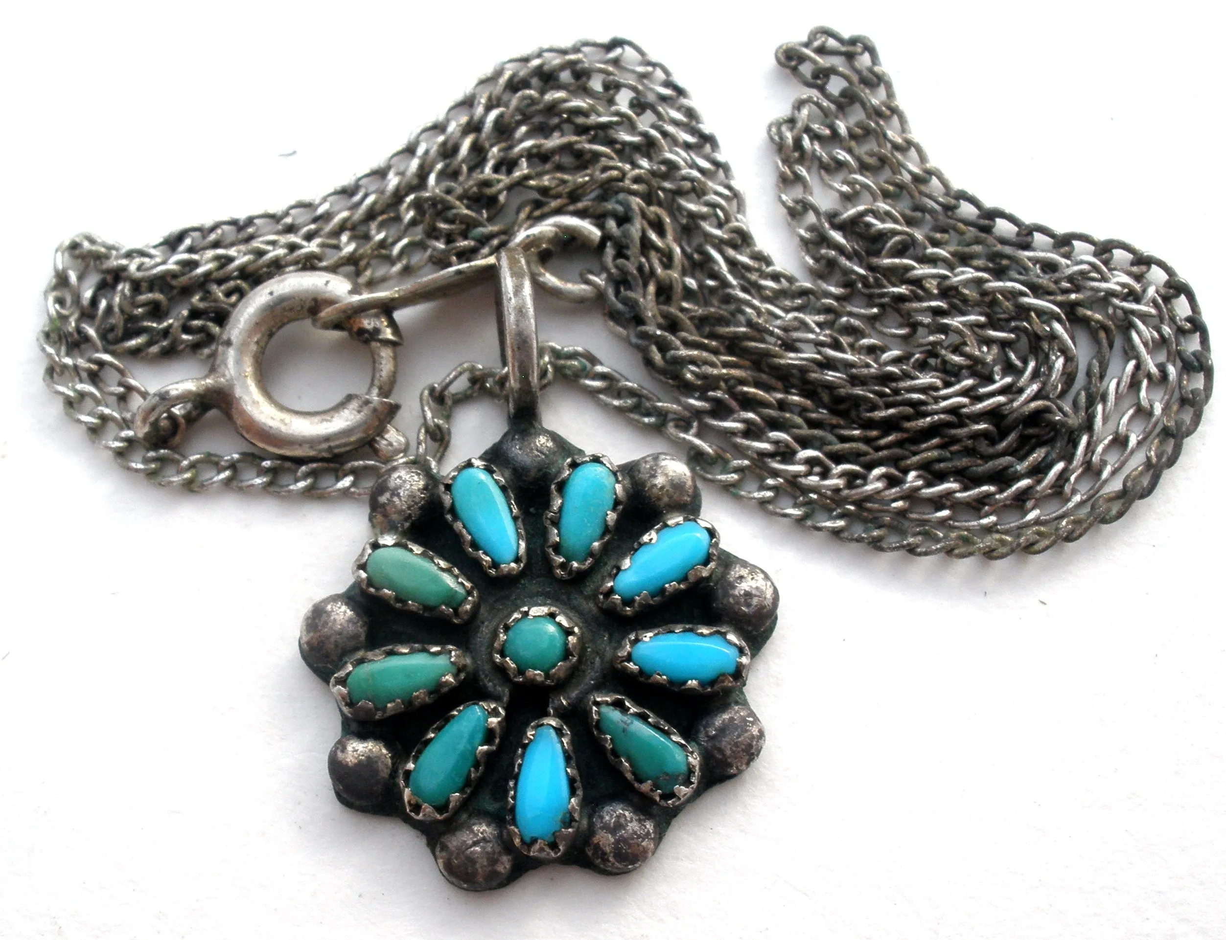 Petit Point Turquoise Necklace Vintage
