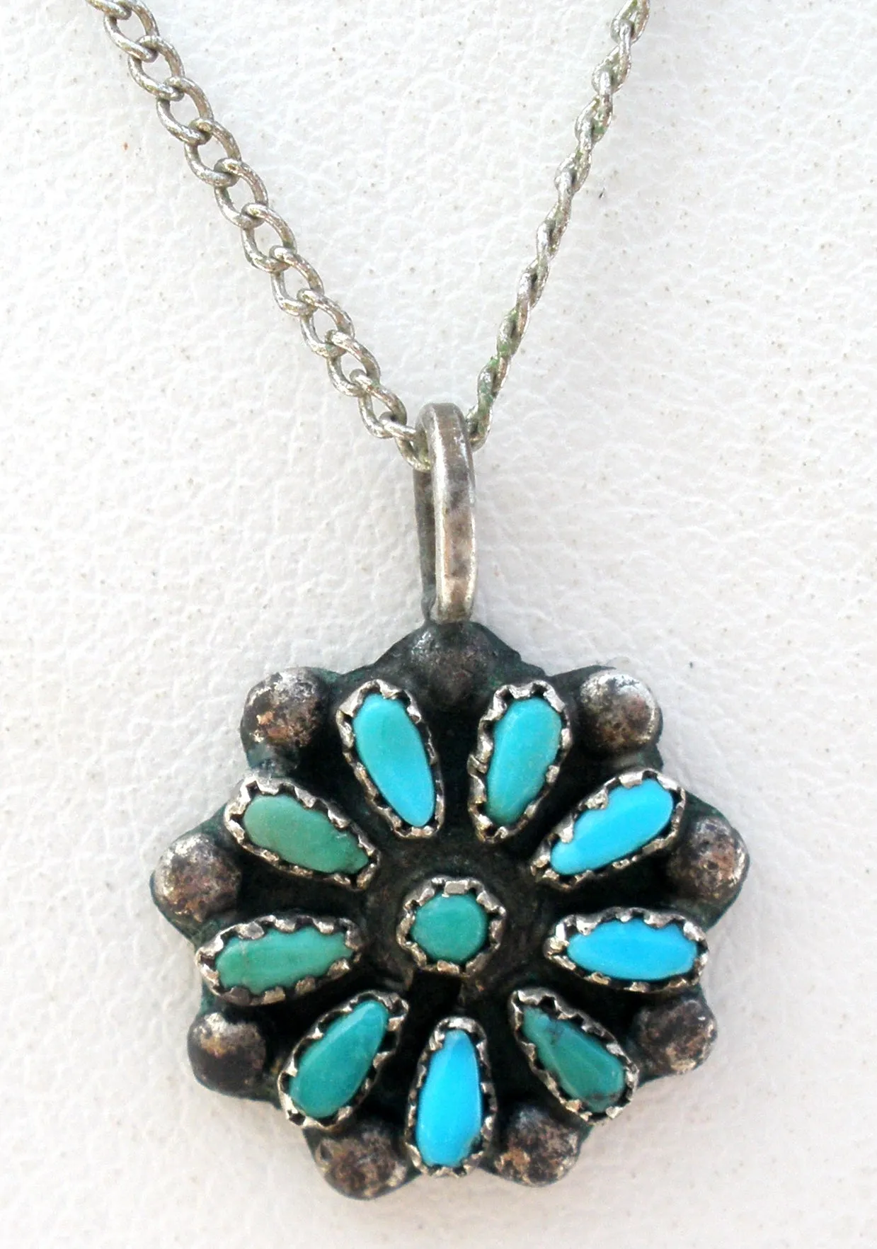 Petit Point Turquoise Necklace Vintage