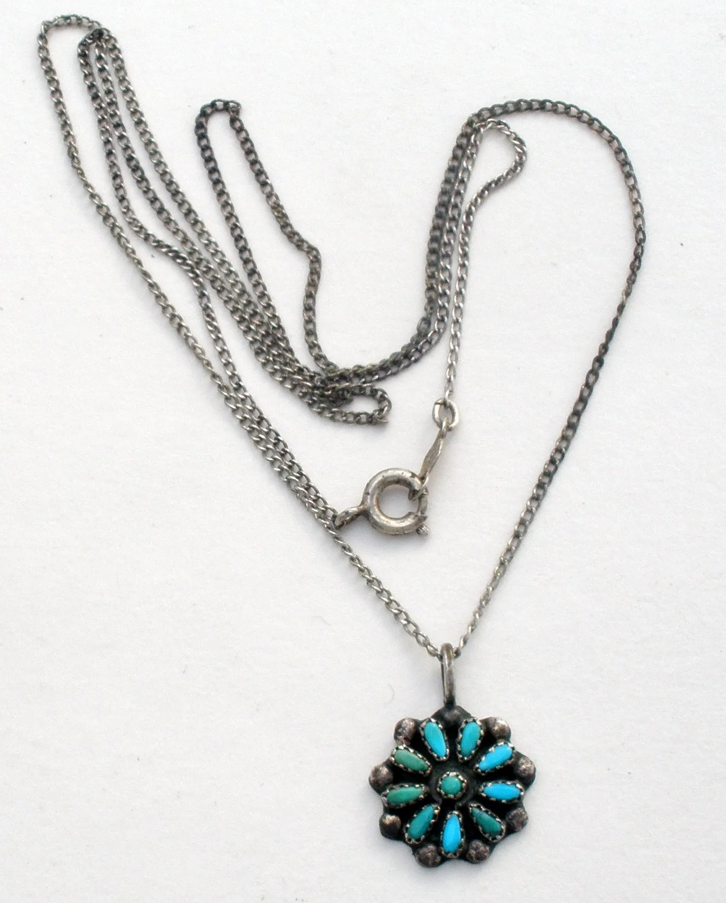 Petit Point Turquoise Necklace Vintage