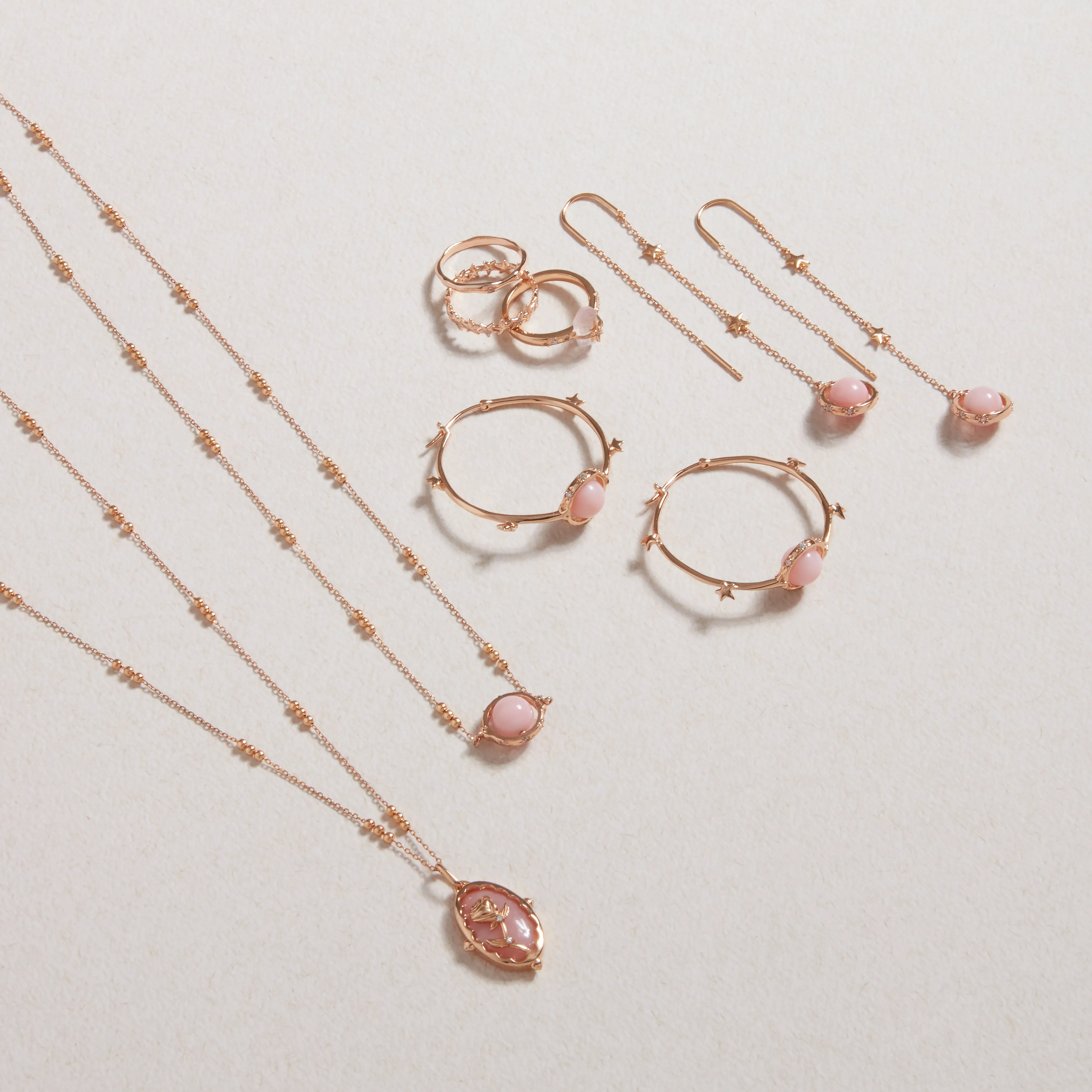 Pink Opal Gold Necklace - Anahata