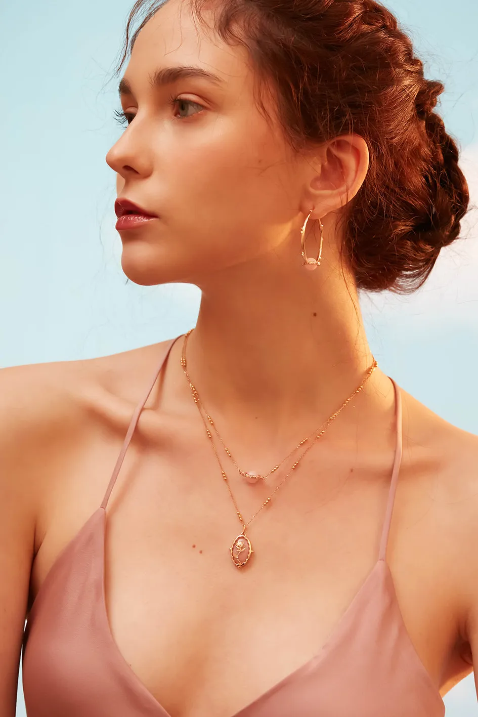 Pink Opal Gold Necklace - Anahata