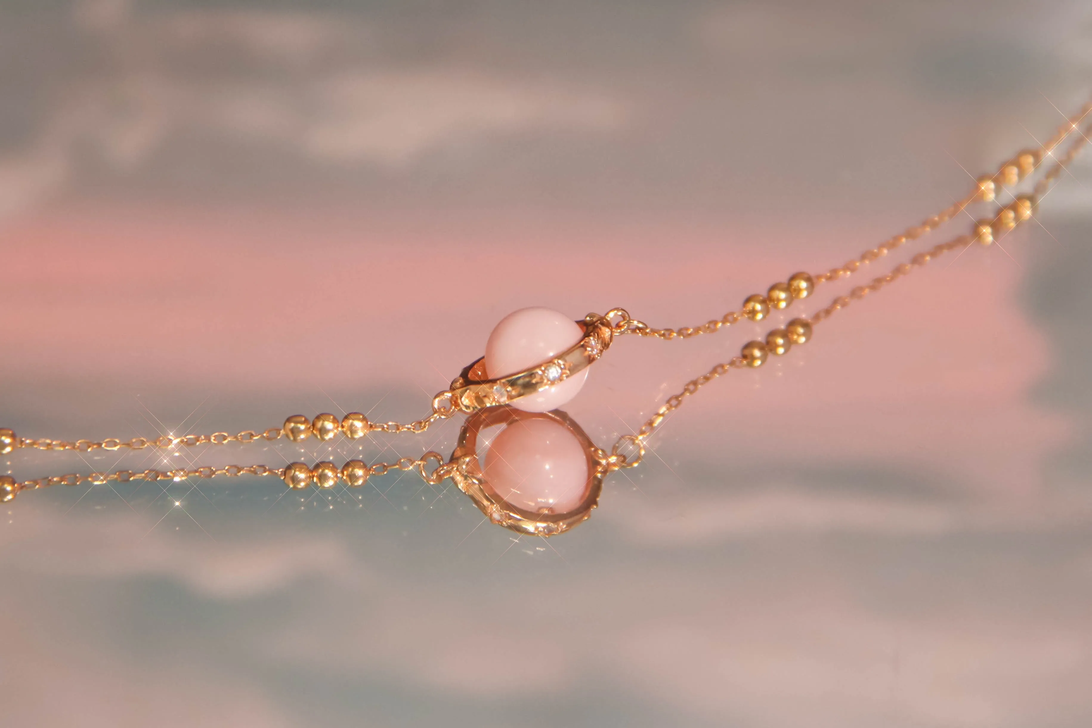 Pink Opal Gold Necklace - Anahata