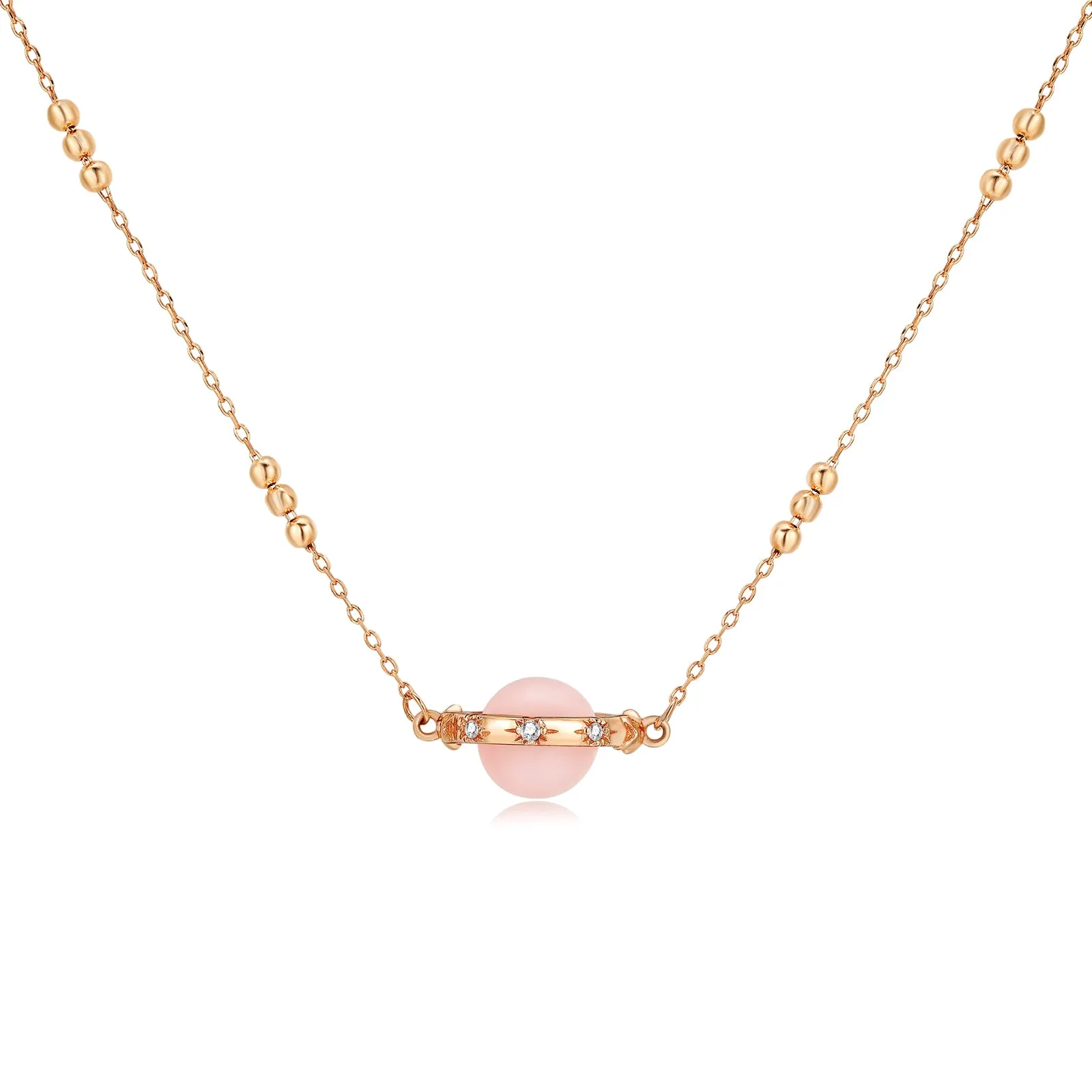 Pink Opal Gold Necklace - Anahata