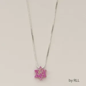Pink Opal "star Of David" Pendant, On 16" Sterling Chain