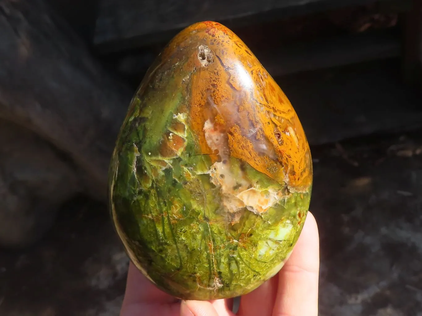 Polished Dendritic Opal Standing Free Forms  x 3 From Moralambo, Madagascar