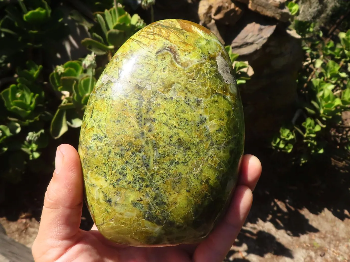 Polished Green Opal Standing Free Form x 1 From Madagascar