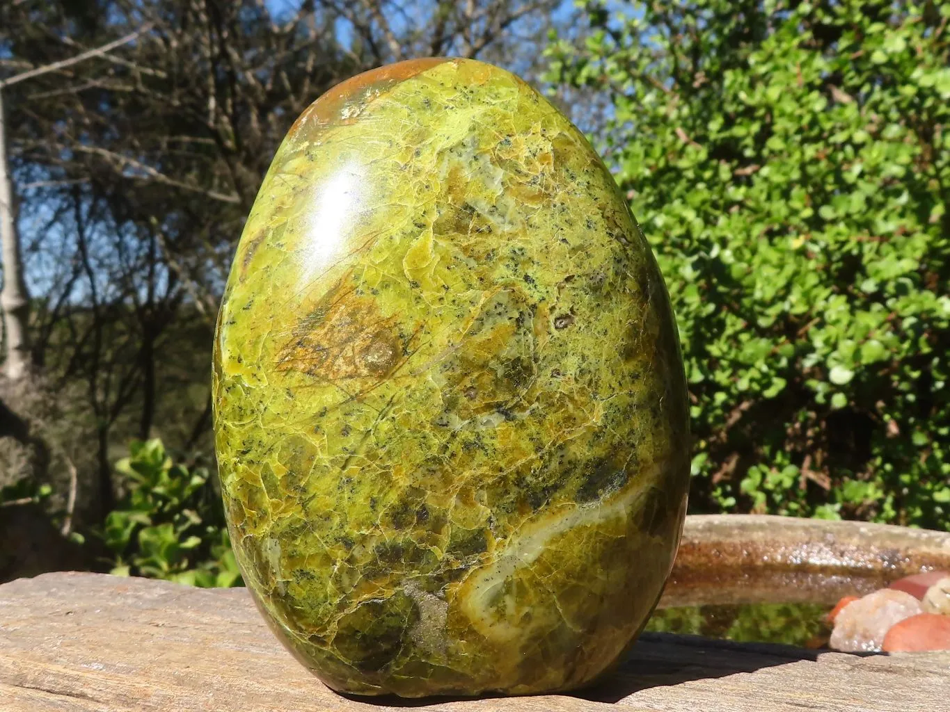 Polished Green Opal Standing Free Form x 1 From Madagascar