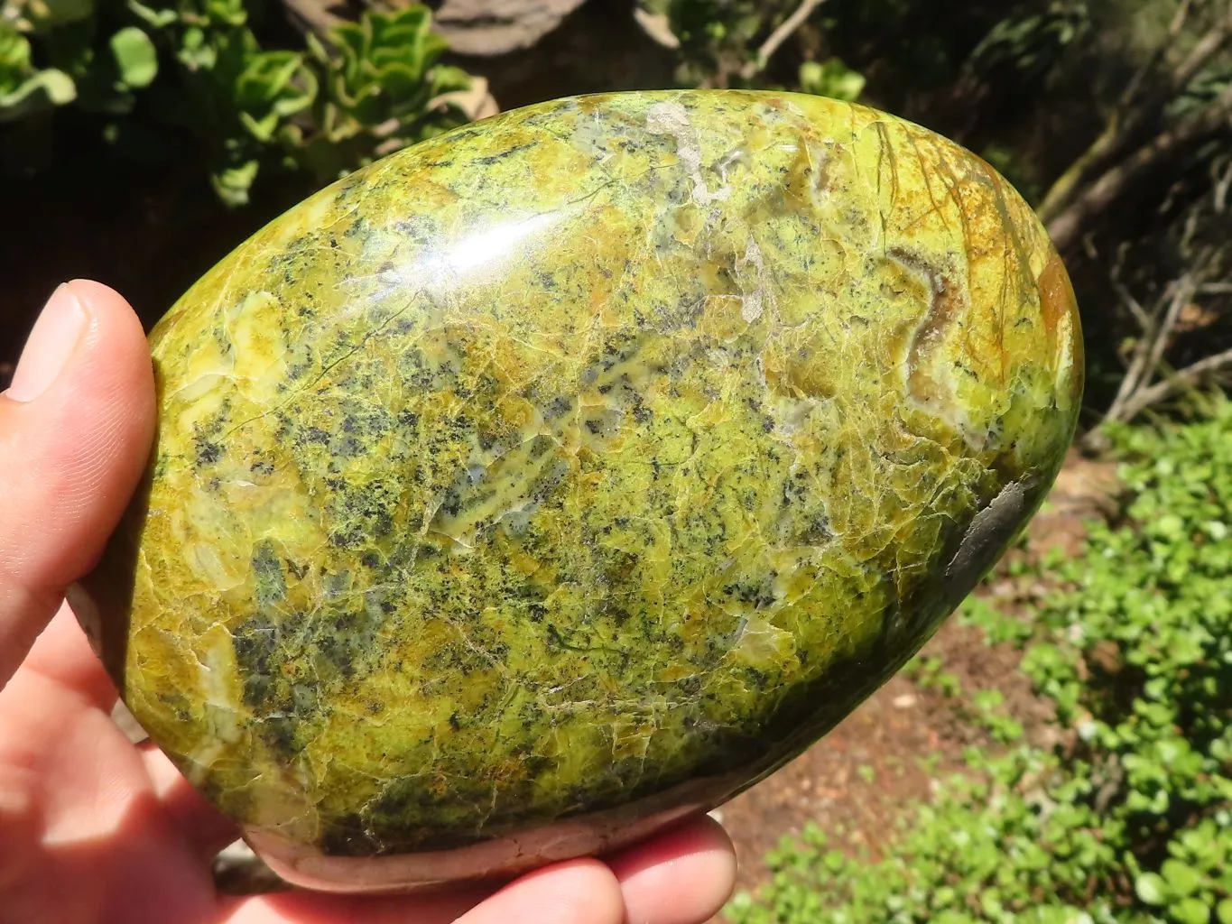 Polished Green Opal Standing Free Form x 1 From Madagascar