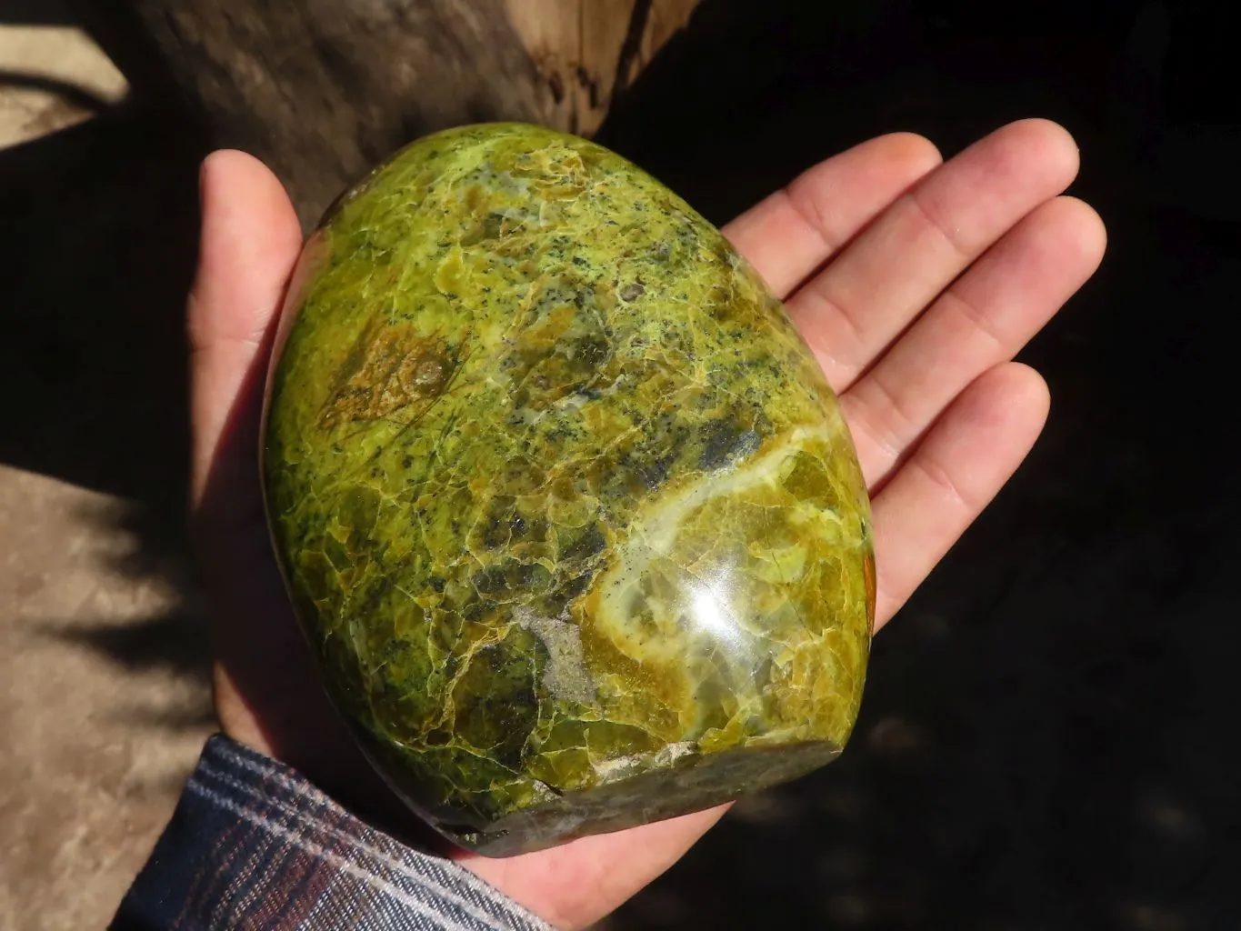 Polished Green Opal Standing Free Form x 1 From Madagascar