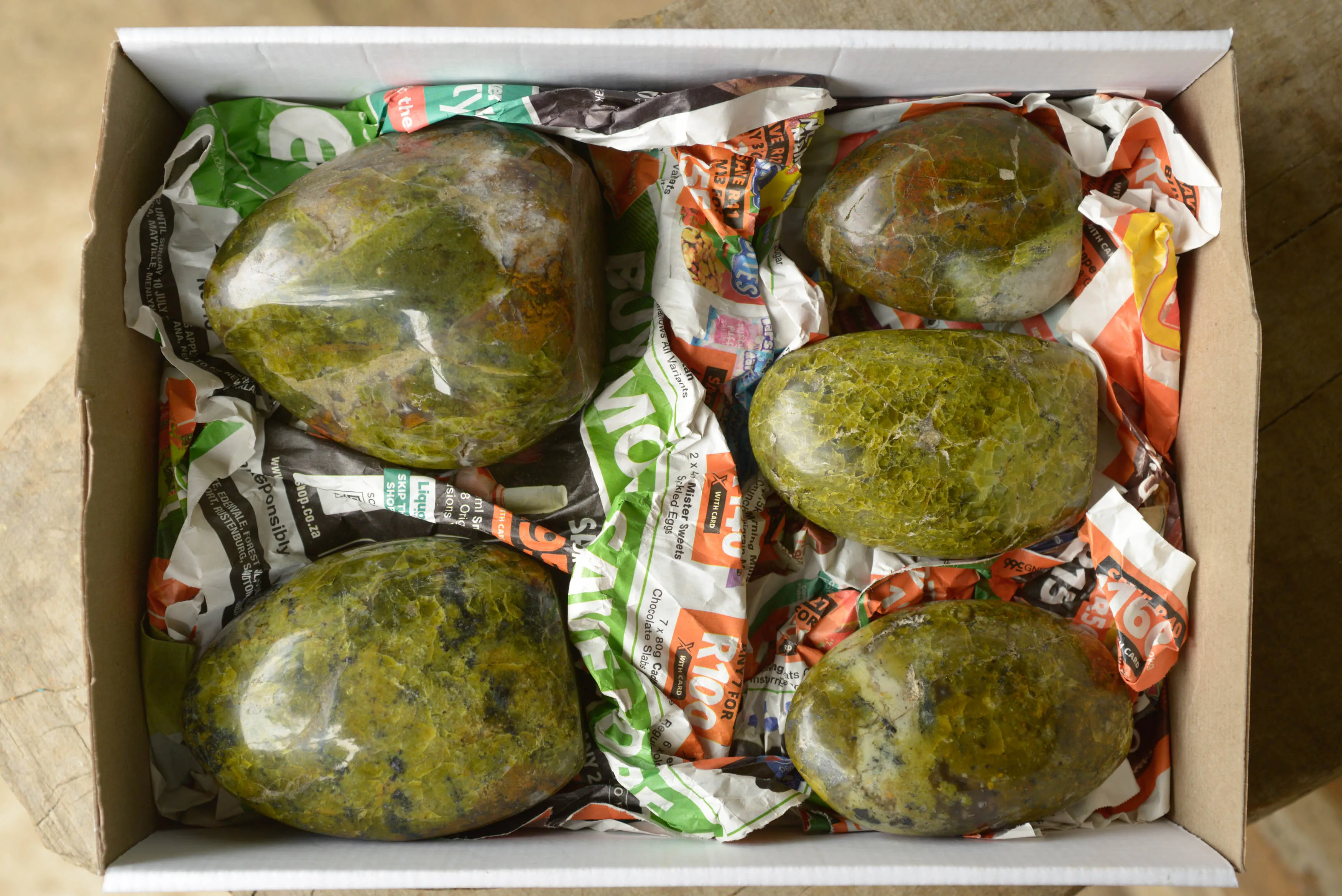Polished Green Opal Standing Free Forms  x 5 From Madagascar