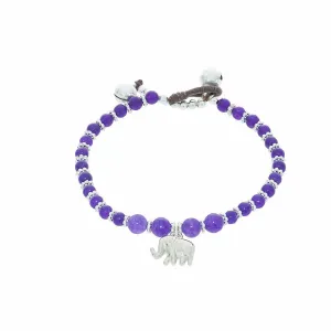 Purple Amethyst Beads and Silver Bells Bracelet