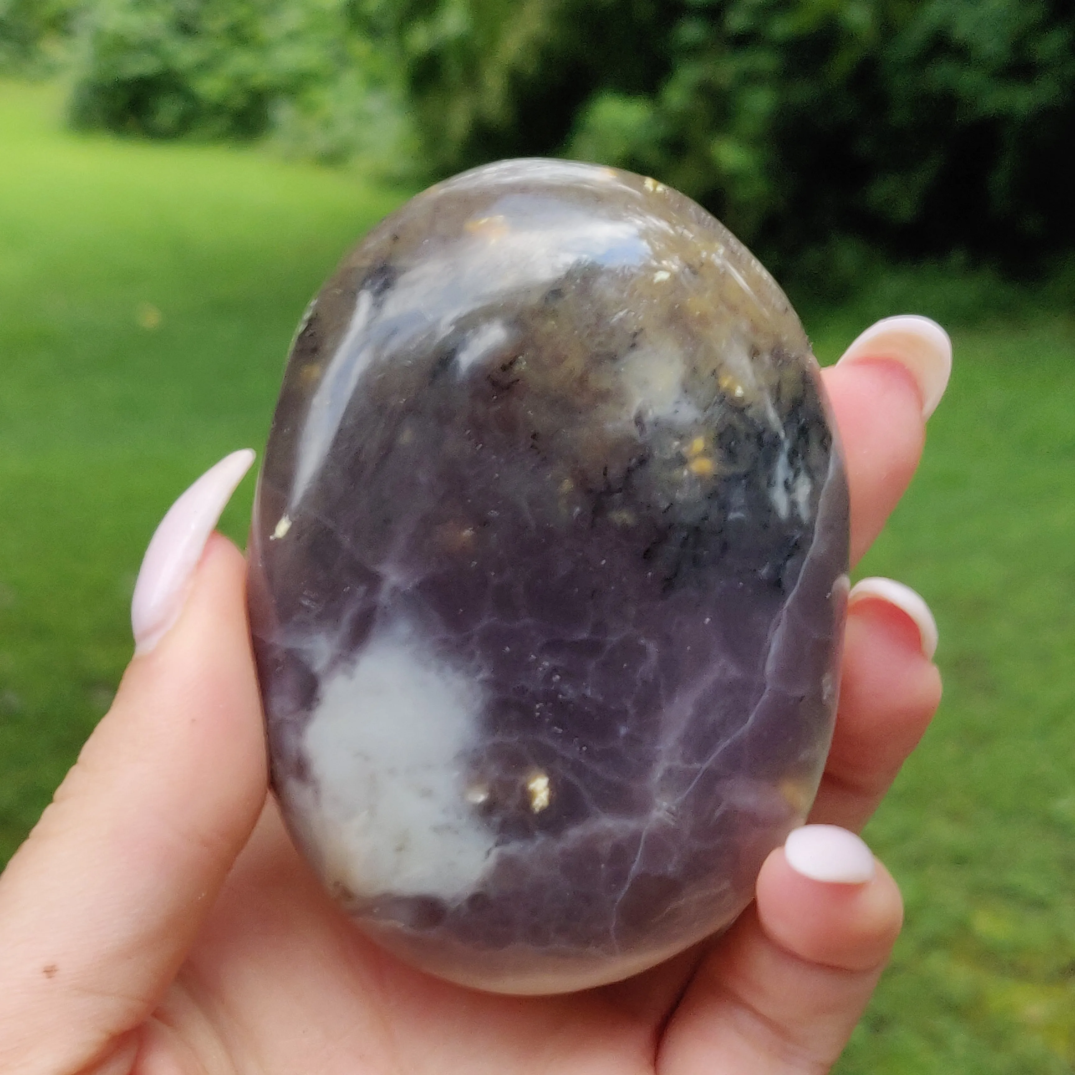 Purple Dendritic Opal Palm Stone (#35)