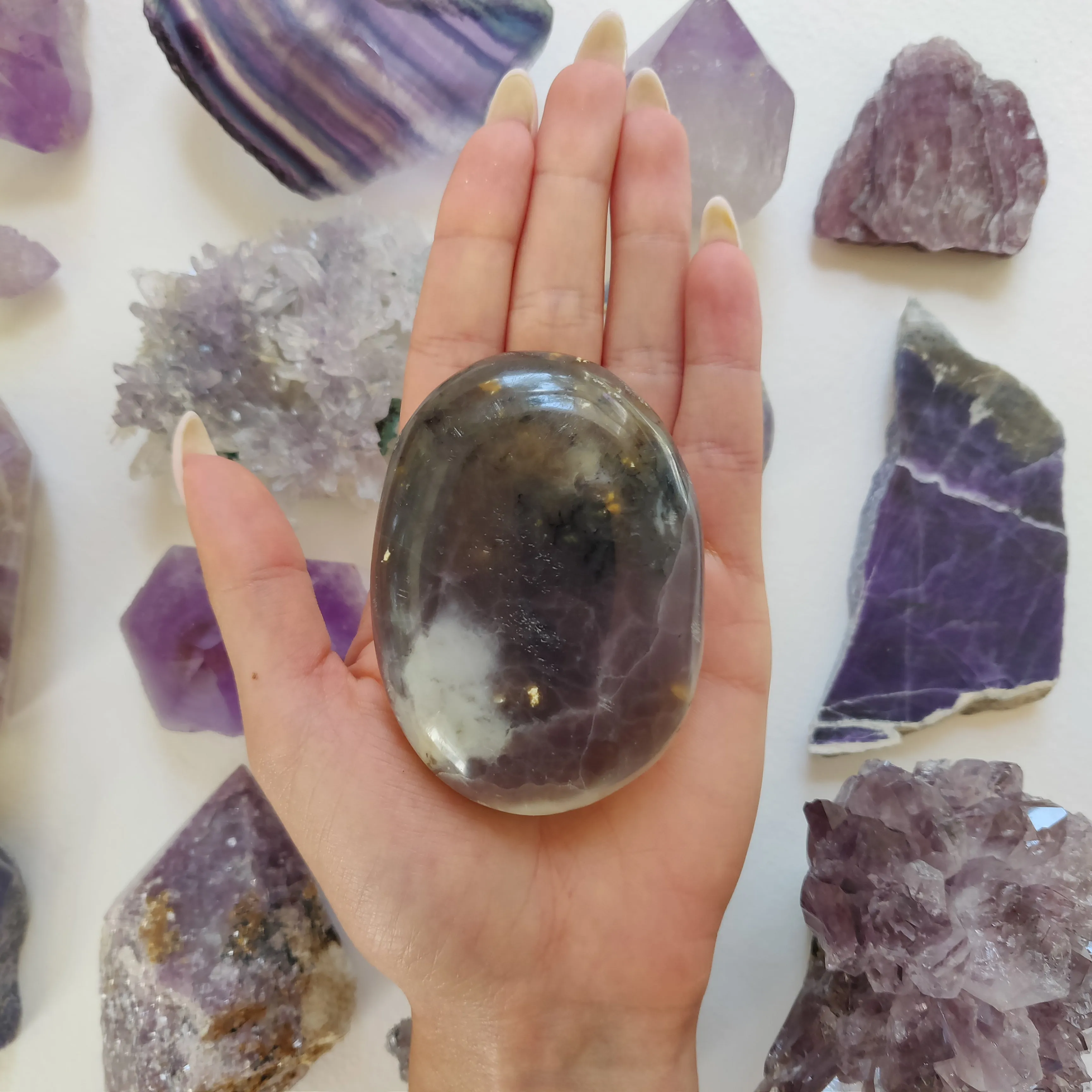 Purple Dendritic Opal Palm Stone (#35)