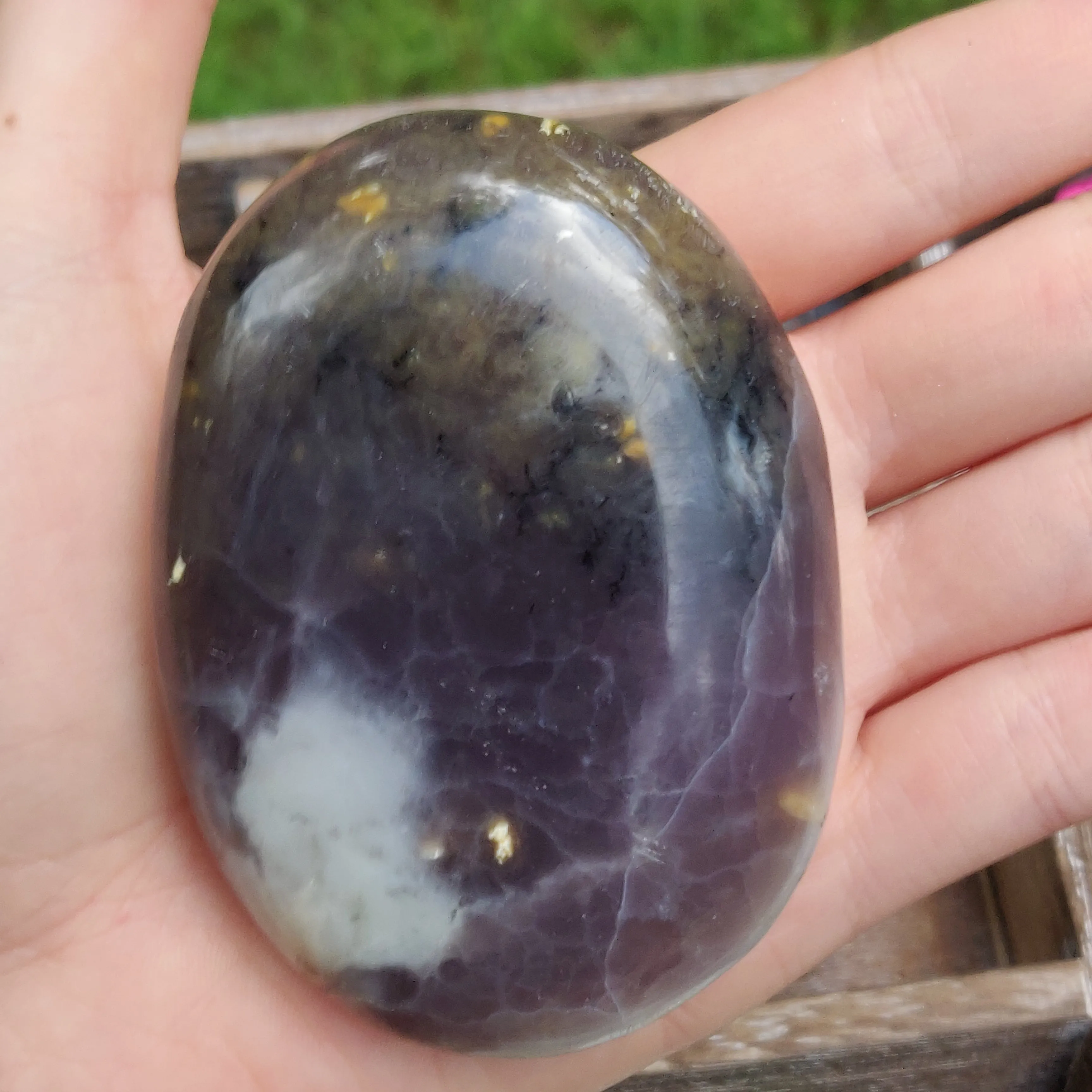Purple Dendritic Opal Palm Stone (#35)