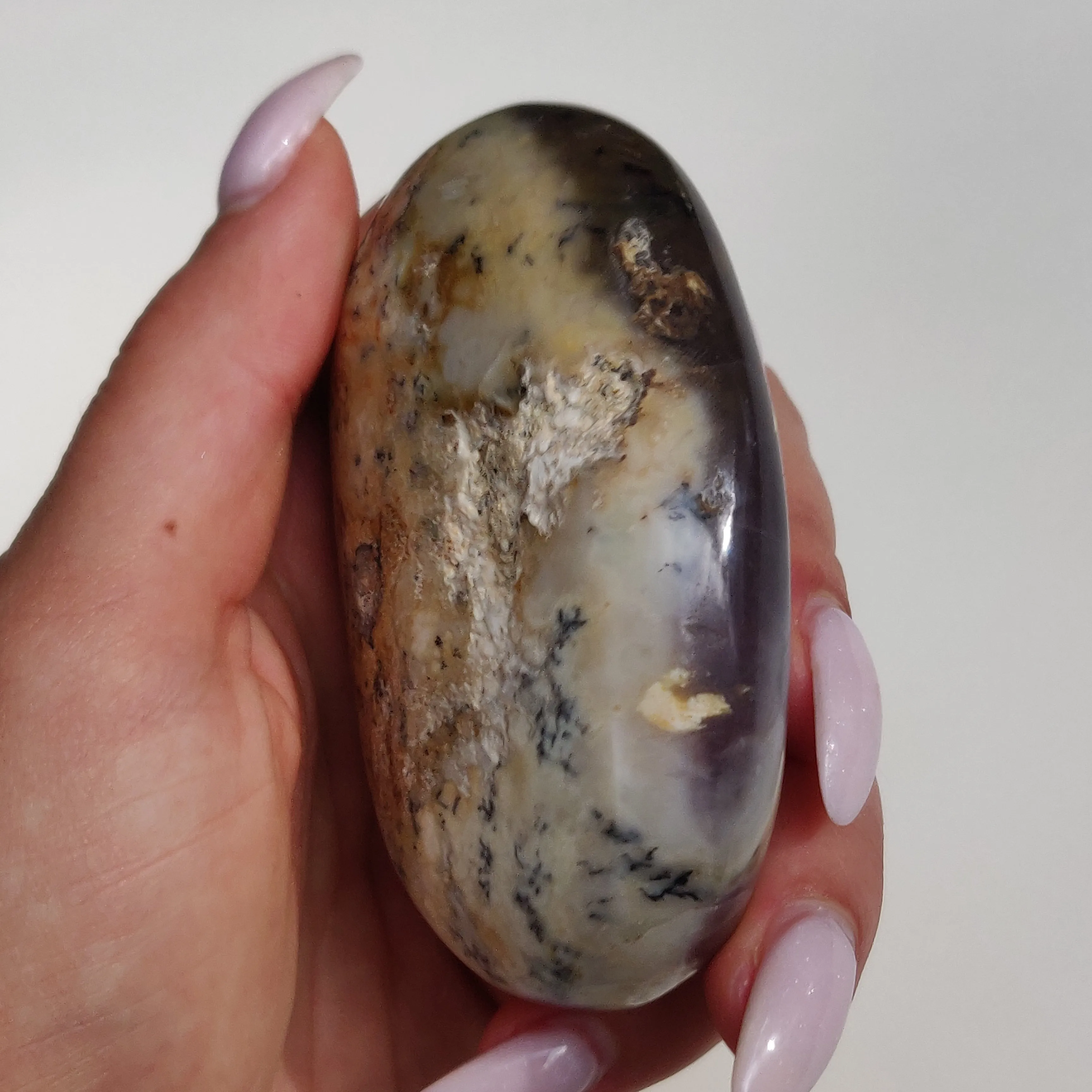 Purple Dendritic Opal Palm Stone (#35)