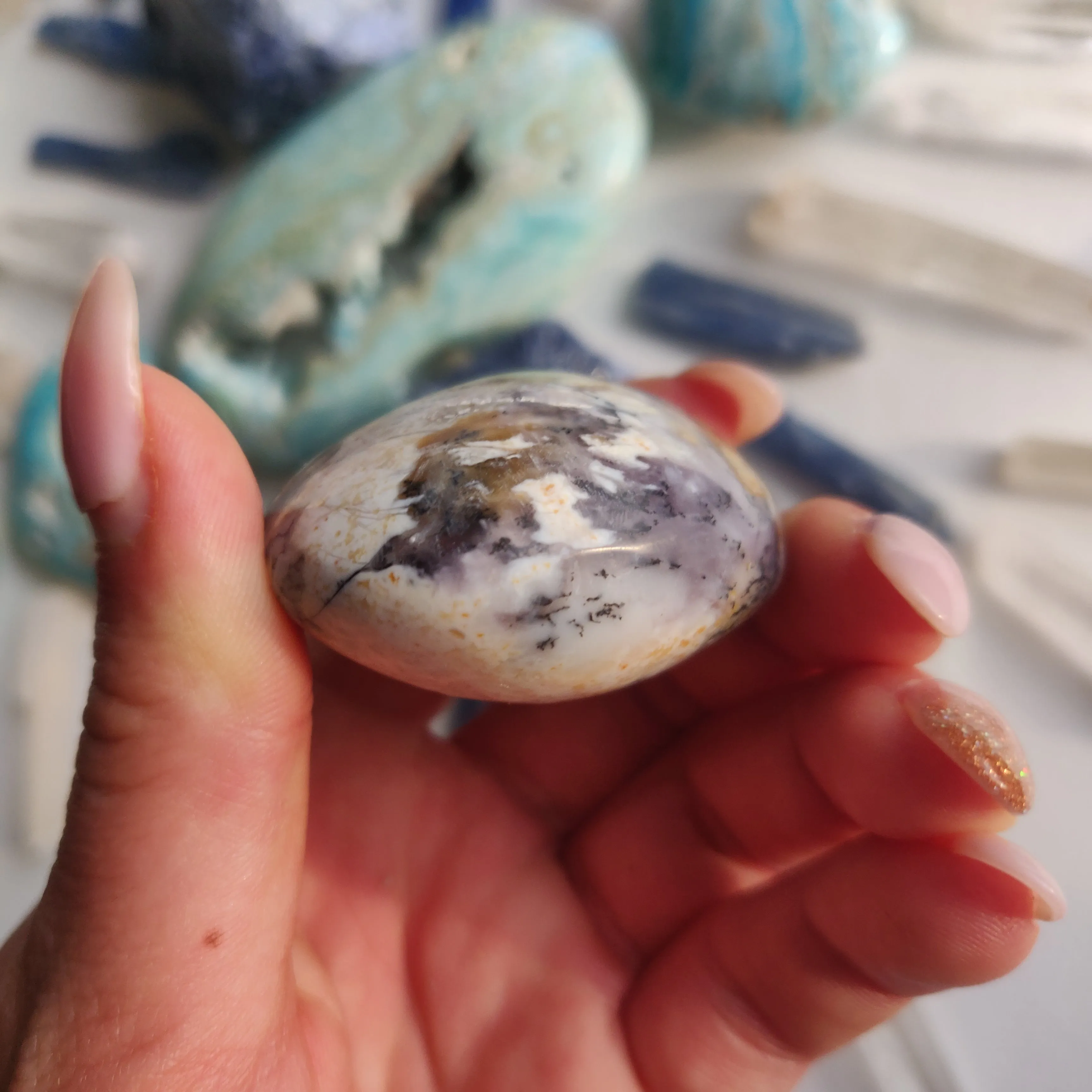 Purple Dendritic Opal Palm Stone (#44A)