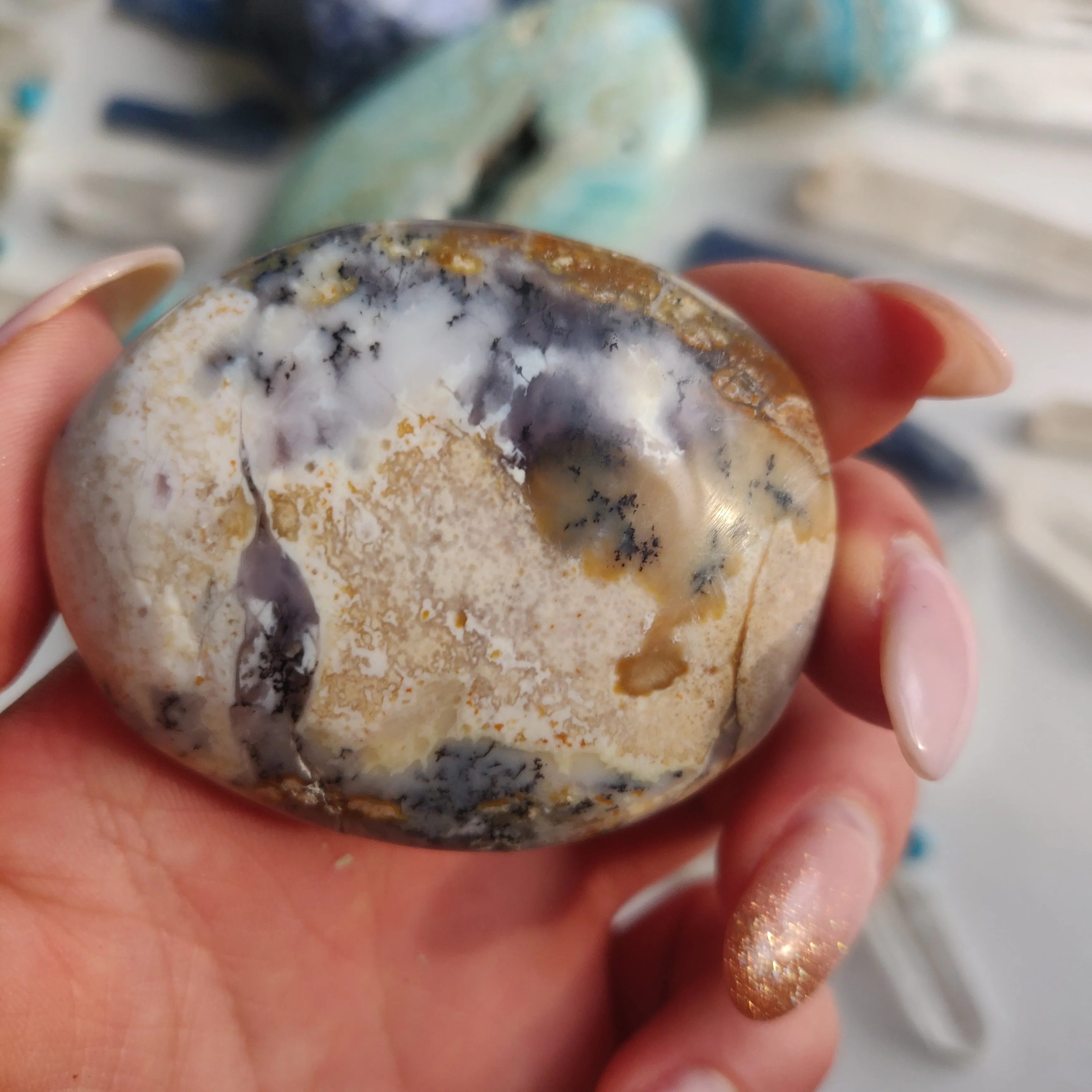 Purple Dendritic Opal Palm Stone (#44A)