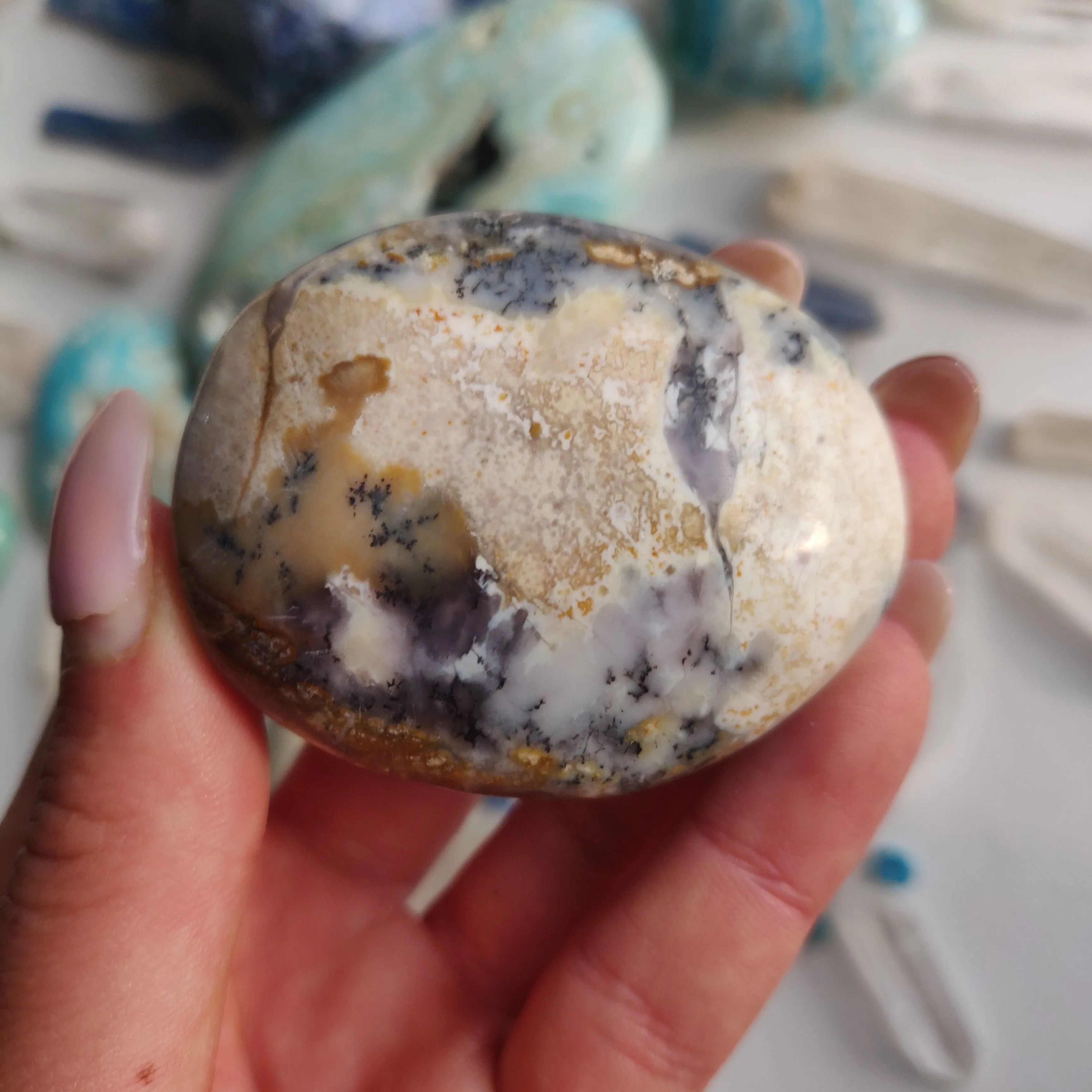 Purple Dendritic Opal Palm Stone (#44A)