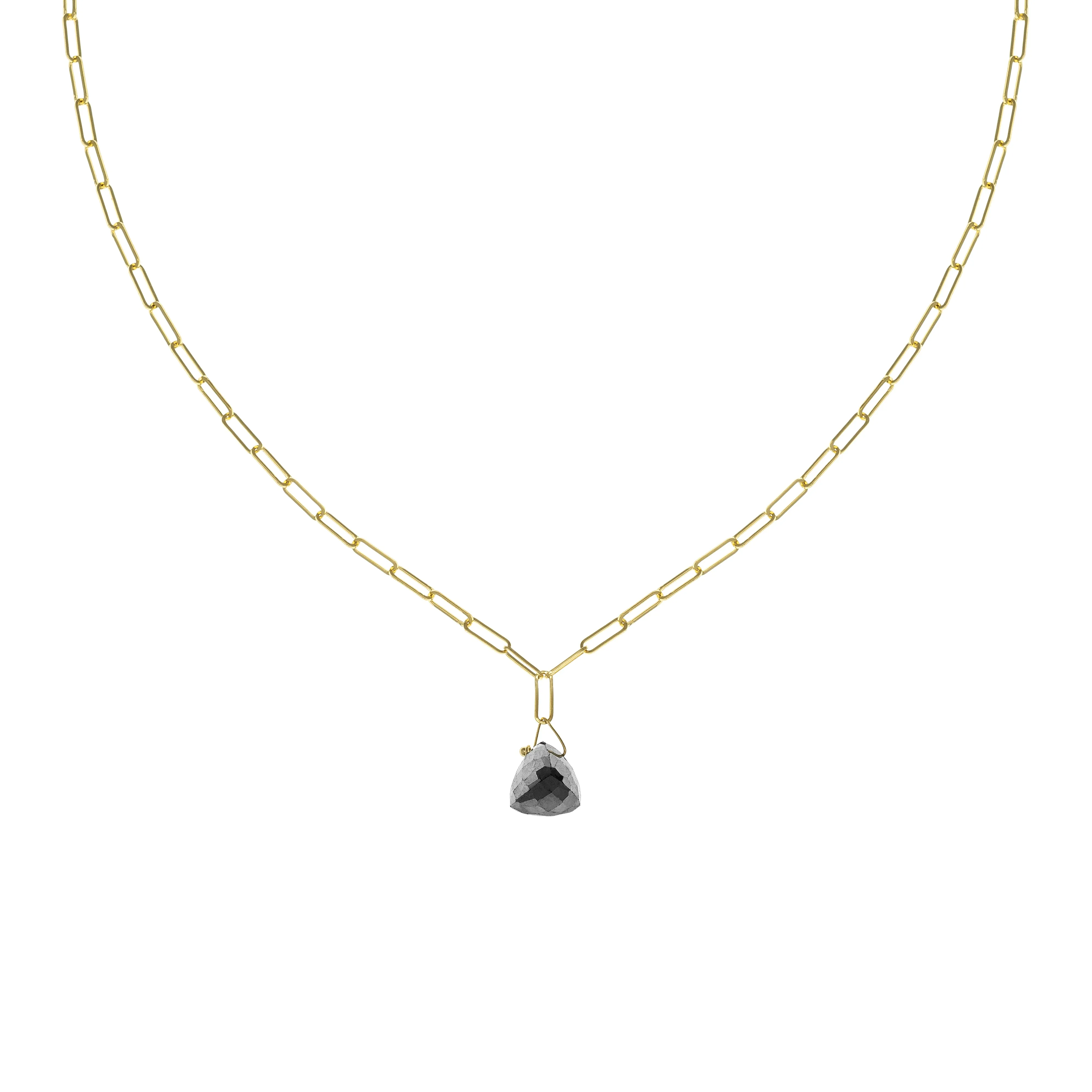 Pyramidal Gemstone Paperclip Necklace