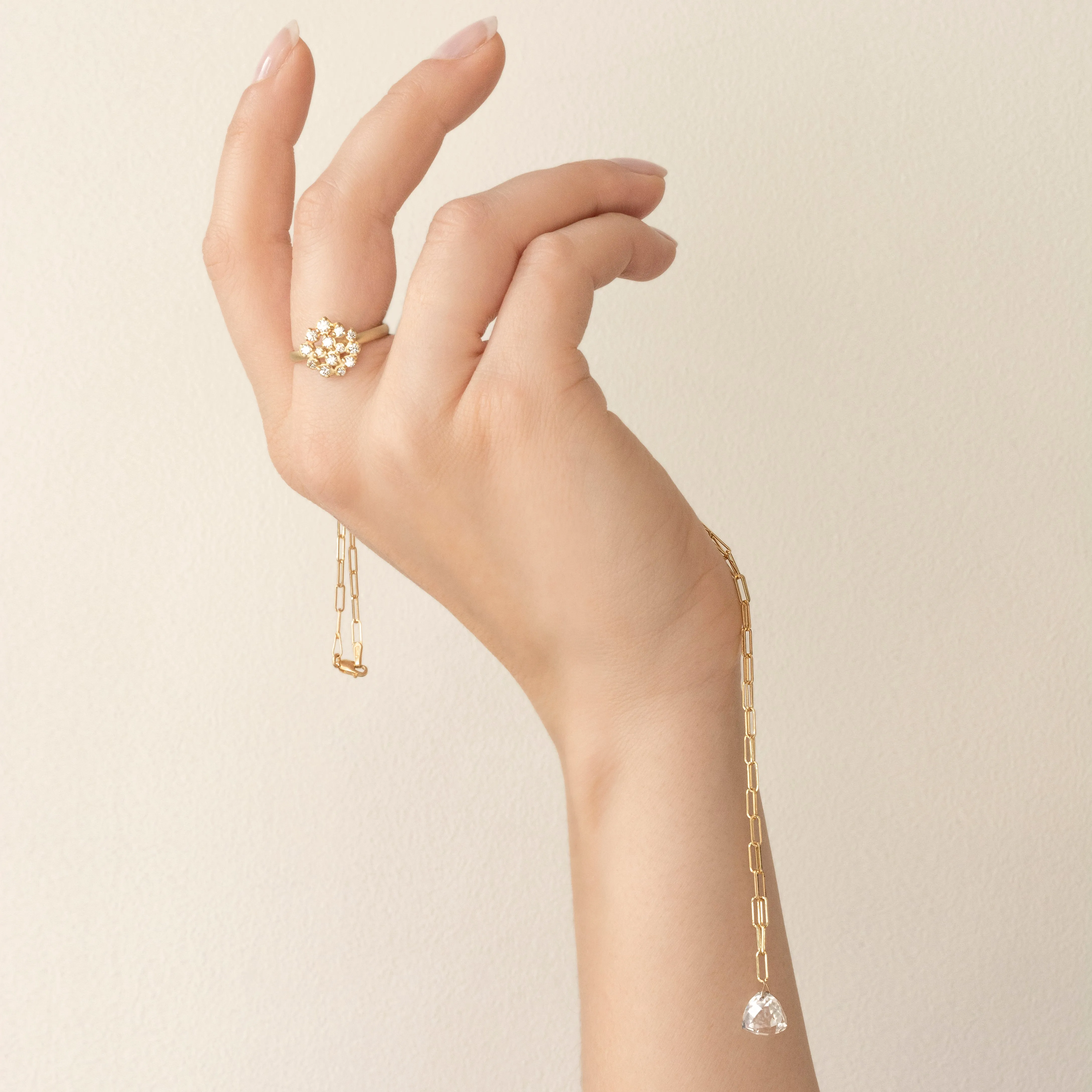 Pyramidal Gemstone Paperclip Necklace
