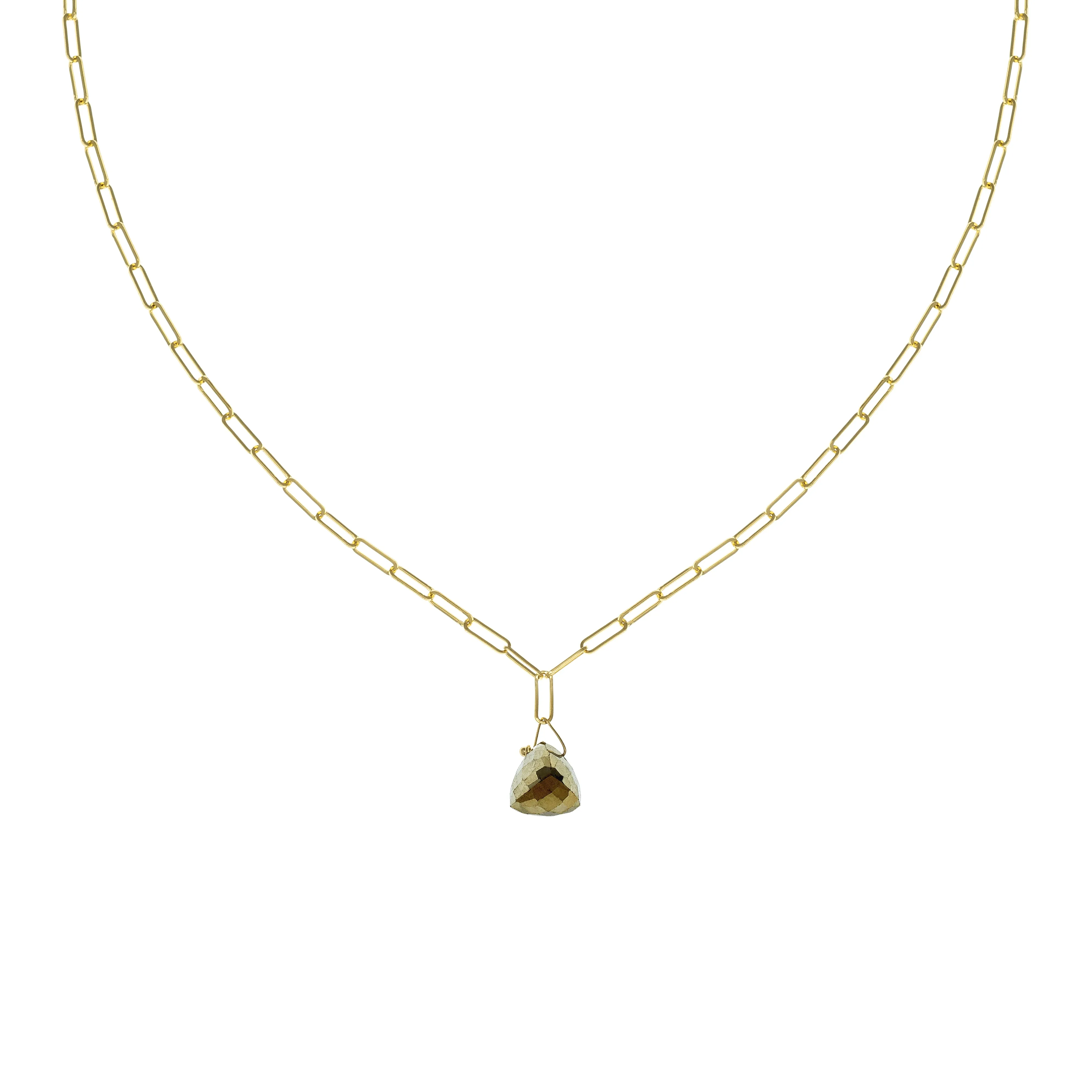 Pyramidal Gemstone Paperclip Necklace