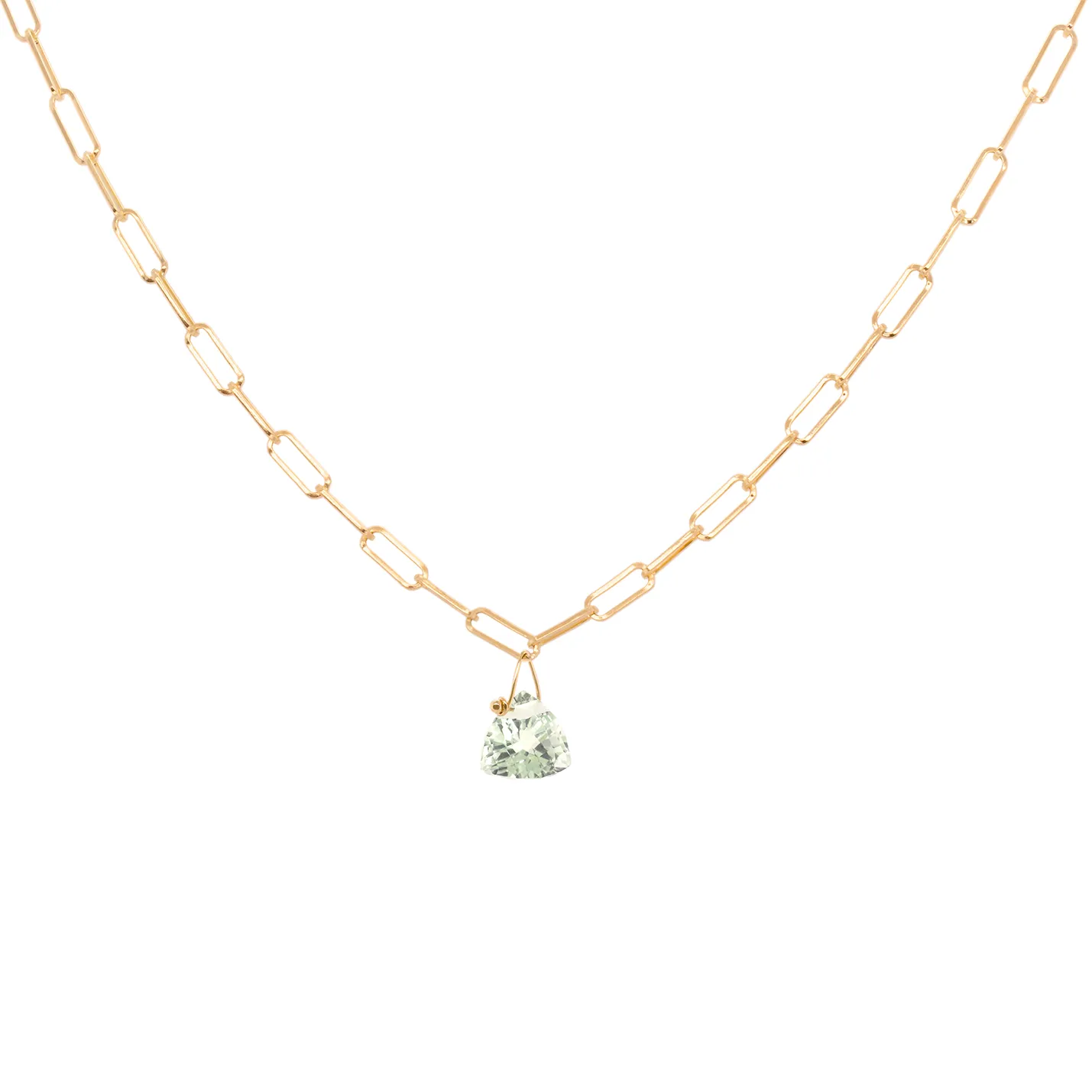 Pyramidal Gemstone Paperclip Necklace