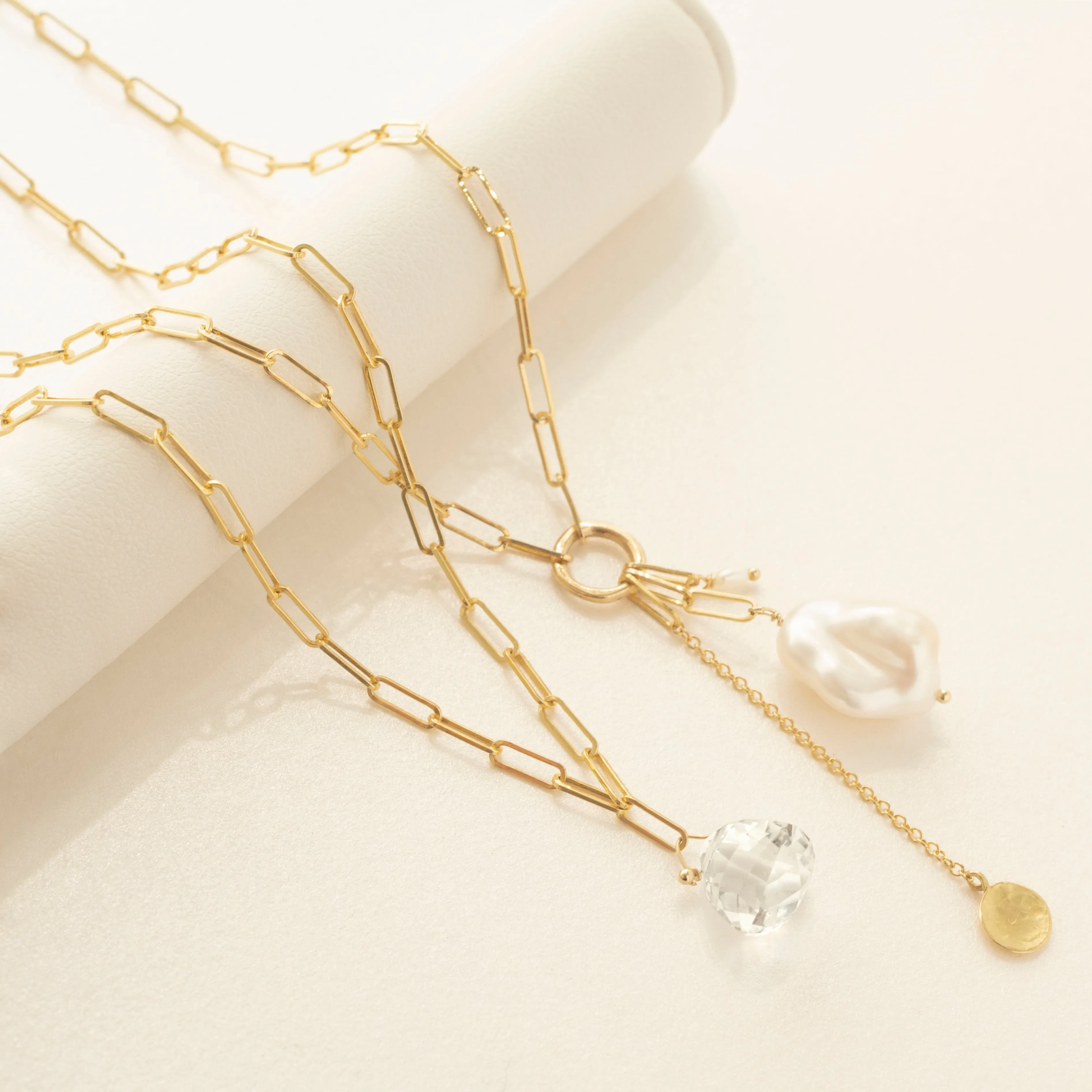 Pyramidal Gemstone Paperclip Necklace