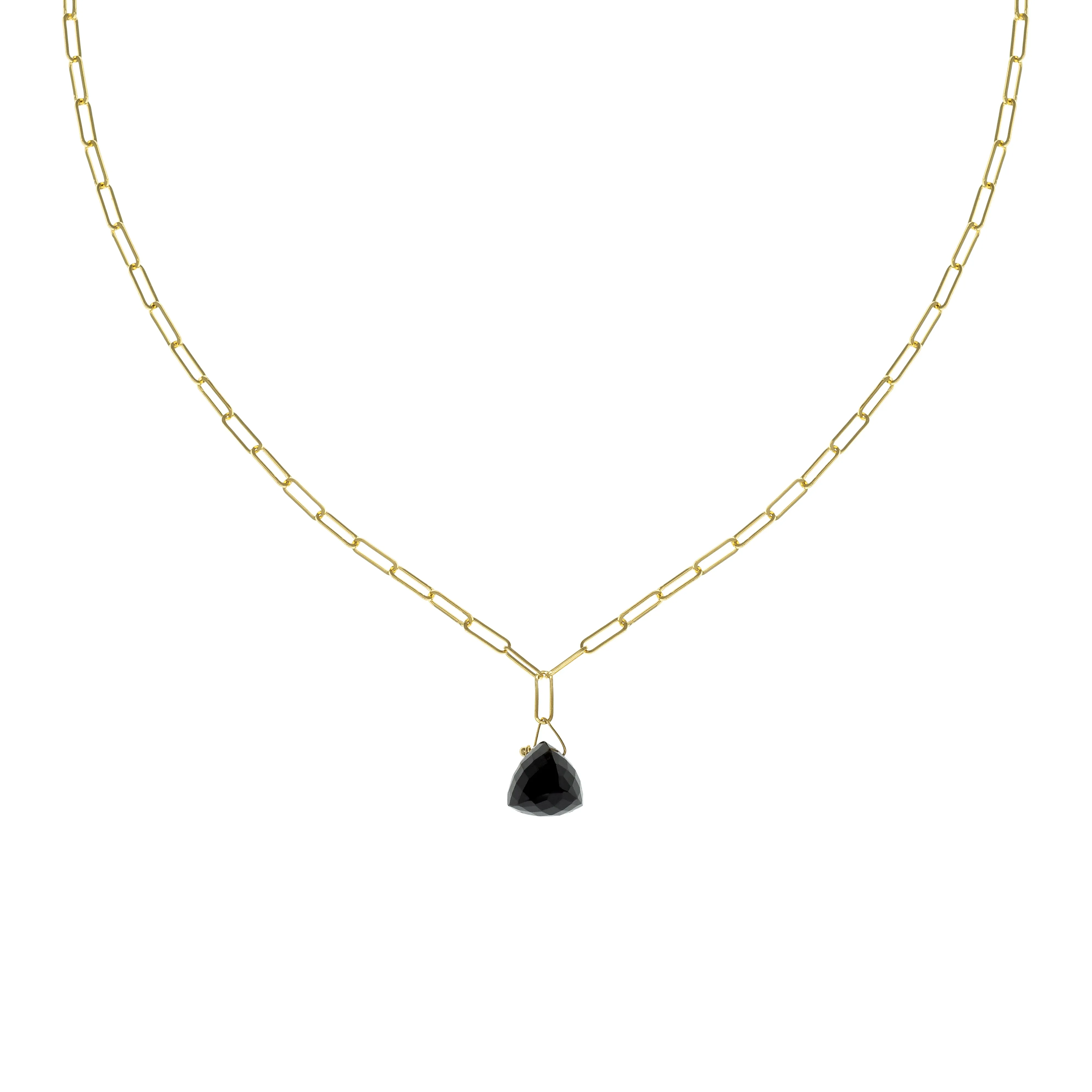 Pyramidal Gemstone Paperclip Necklace