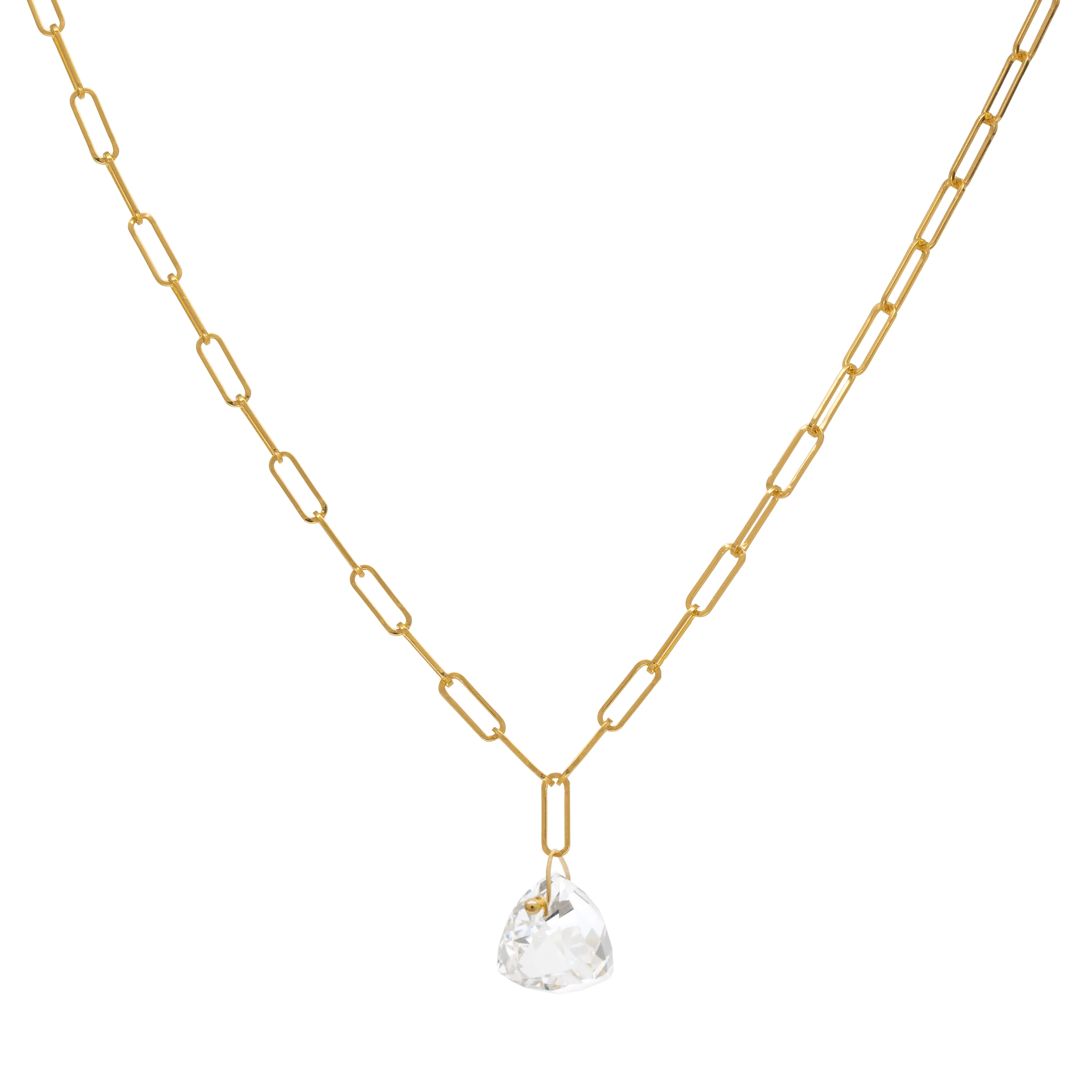 Pyramidal Gemstone Paperclip Necklace