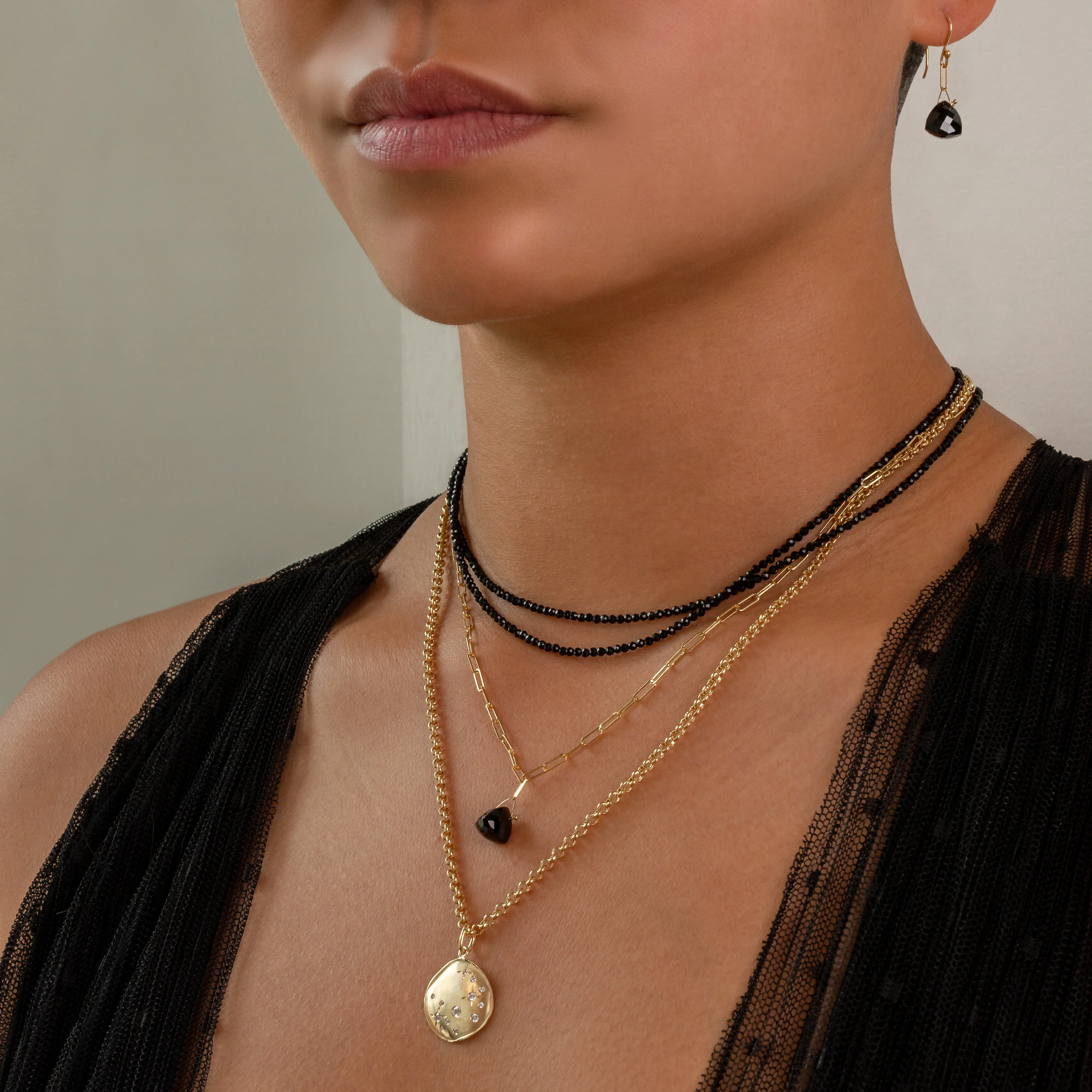 Pyramidal Gemstone Paperclip Necklace