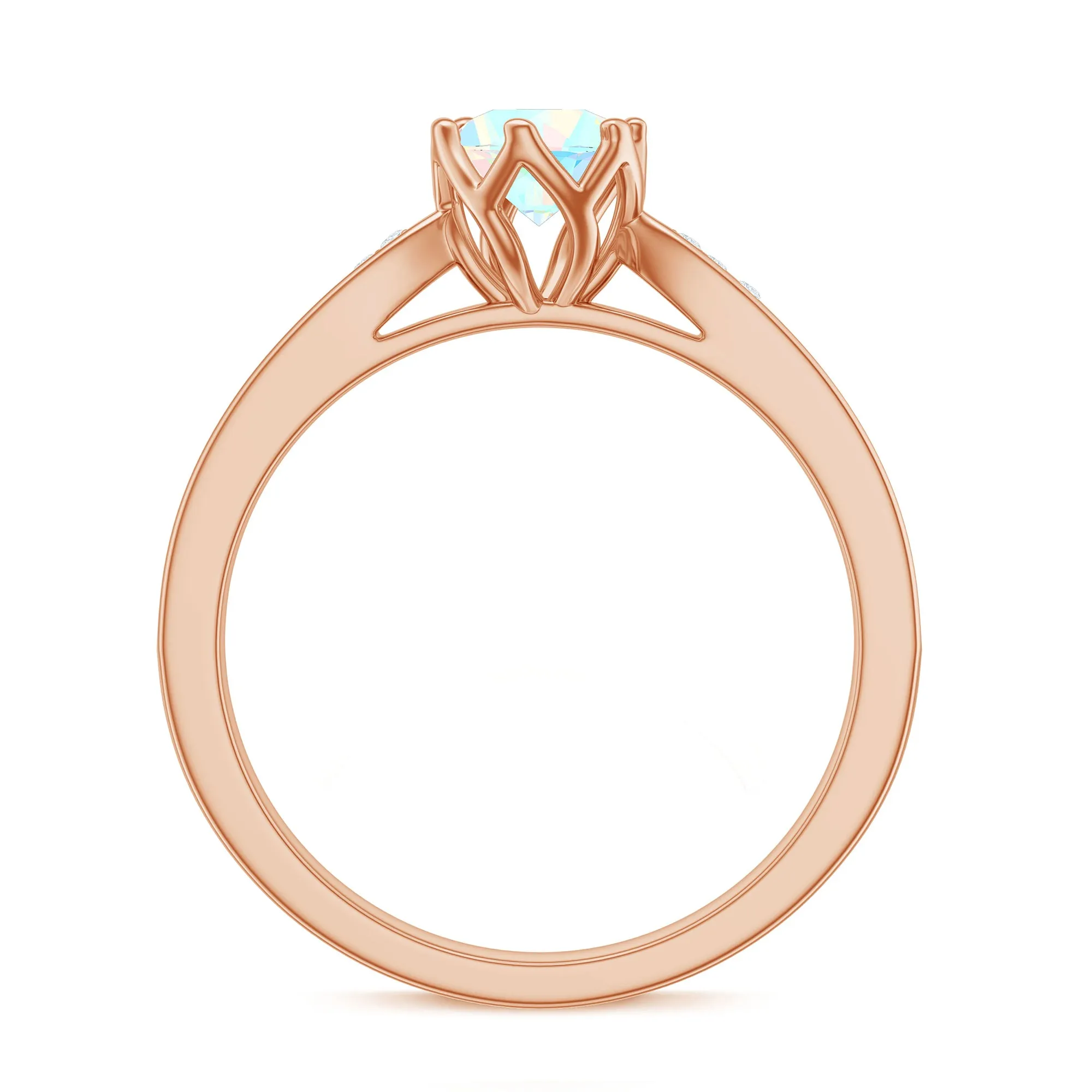 Real Ethiopian Opal Solitaire Engagement Ring with Diamond