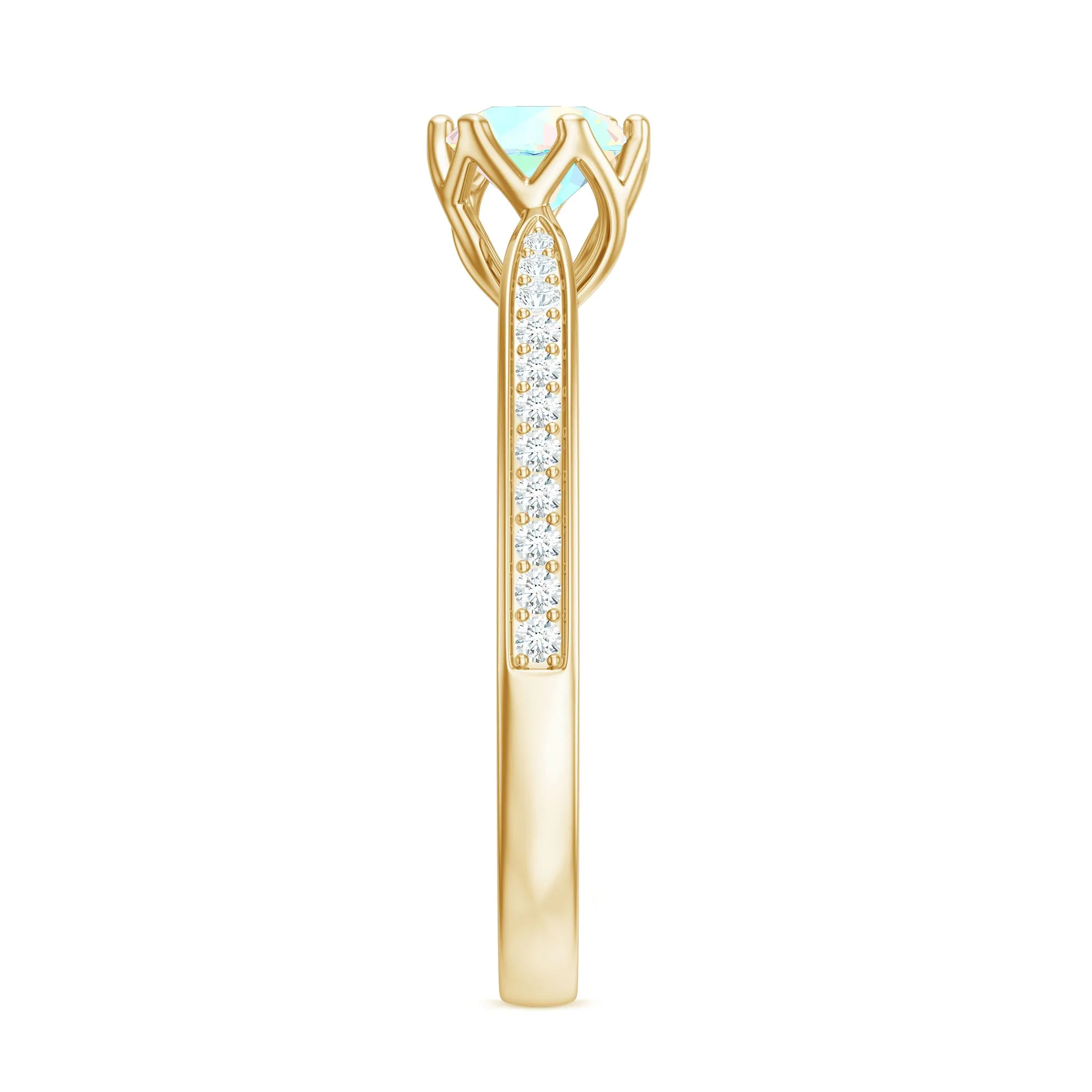 Real Ethiopian Opal Solitaire Engagement Ring with Diamond