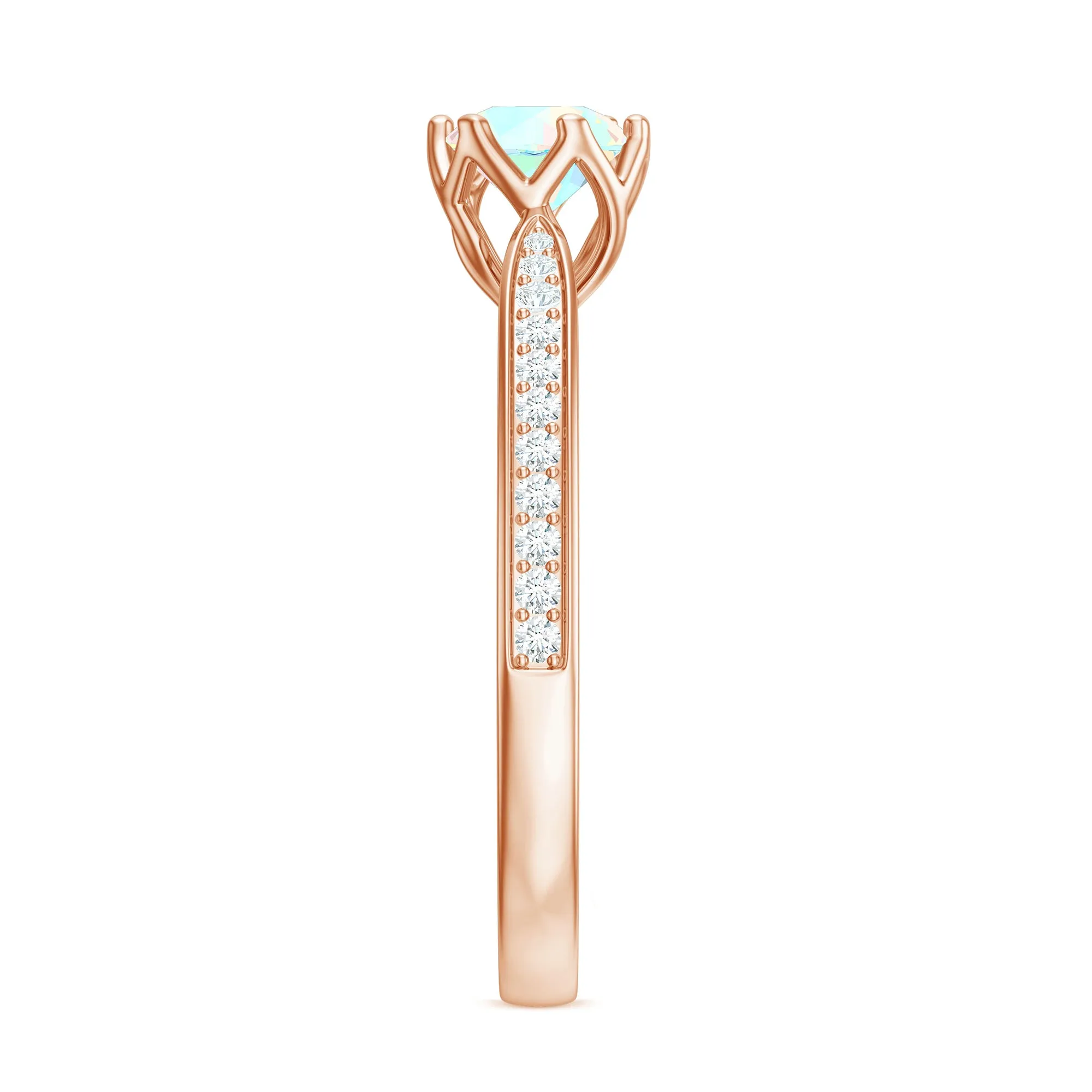 Real Ethiopian Opal Solitaire Engagement Ring with Diamond