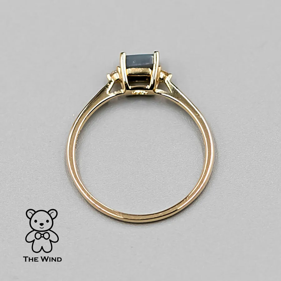 Rectangle Australian Boulder Opal Diamond Engagement Ring 18K Yellow Gold