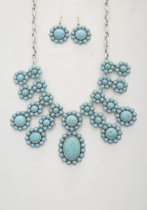 Rodeo western oval turquoise bead necklace