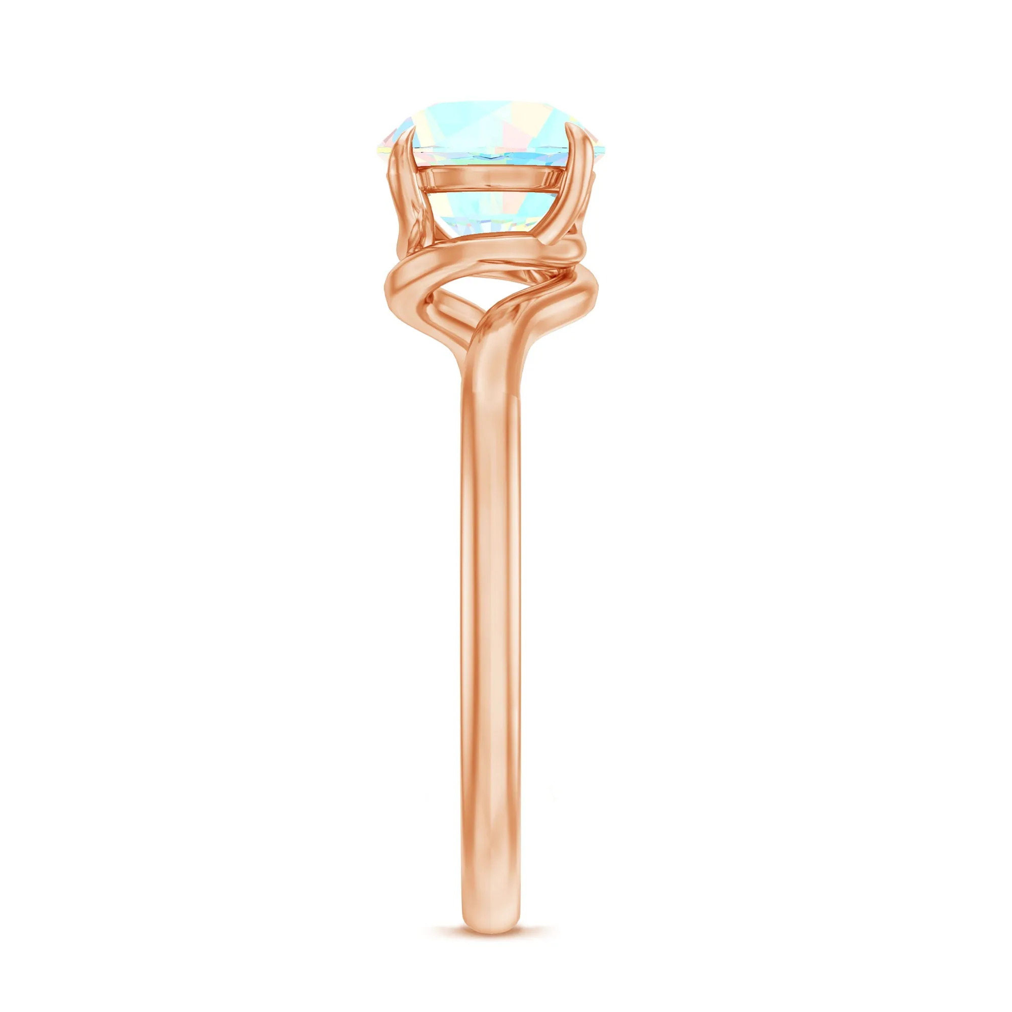 Round Cut Solitaire Ethiopian Opal Bypass Promise Ring