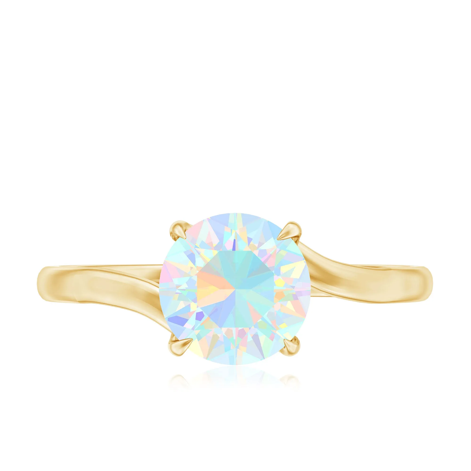 Round Cut Solitaire Ethiopian Opal Bypass Promise Ring
