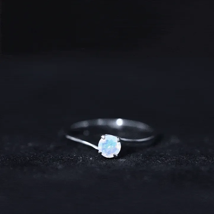 Round Cut Solitaire Ethiopian Opal Bypass Promise Ring