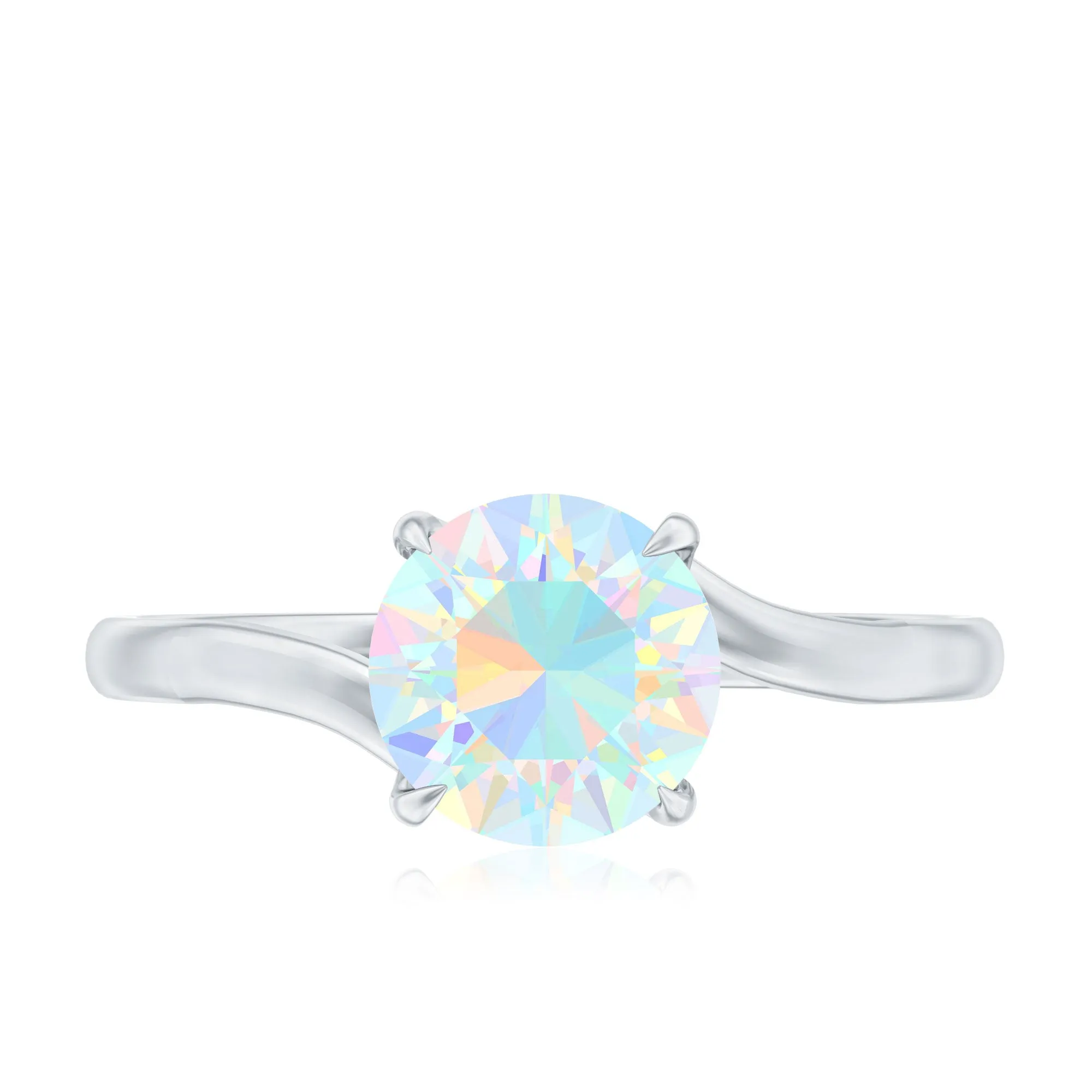 Round Cut Solitaire Ethiopian Opal Bypass Promise Ring