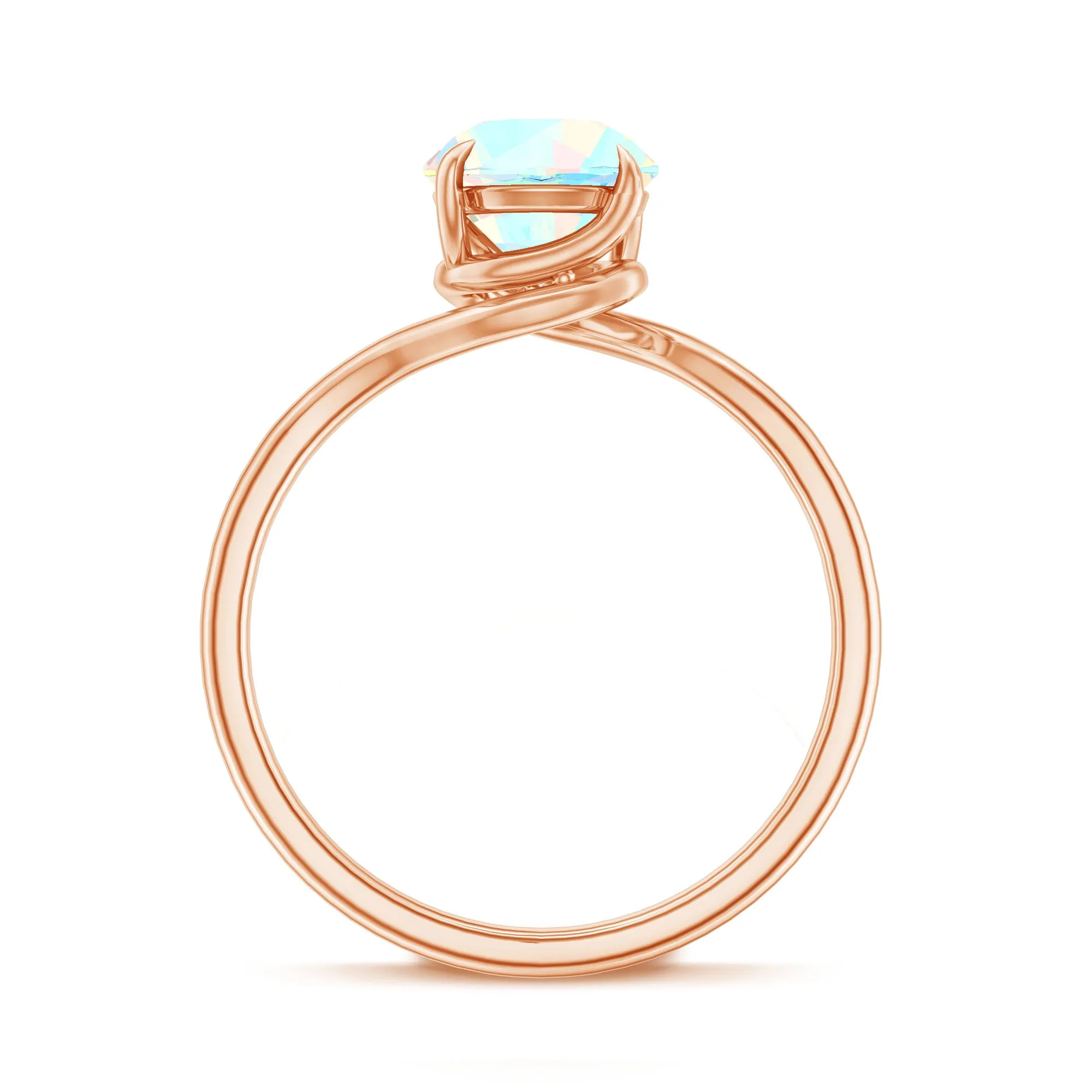 Round Cut Solitaire Ethiopian Opal Bypass Promise Ring