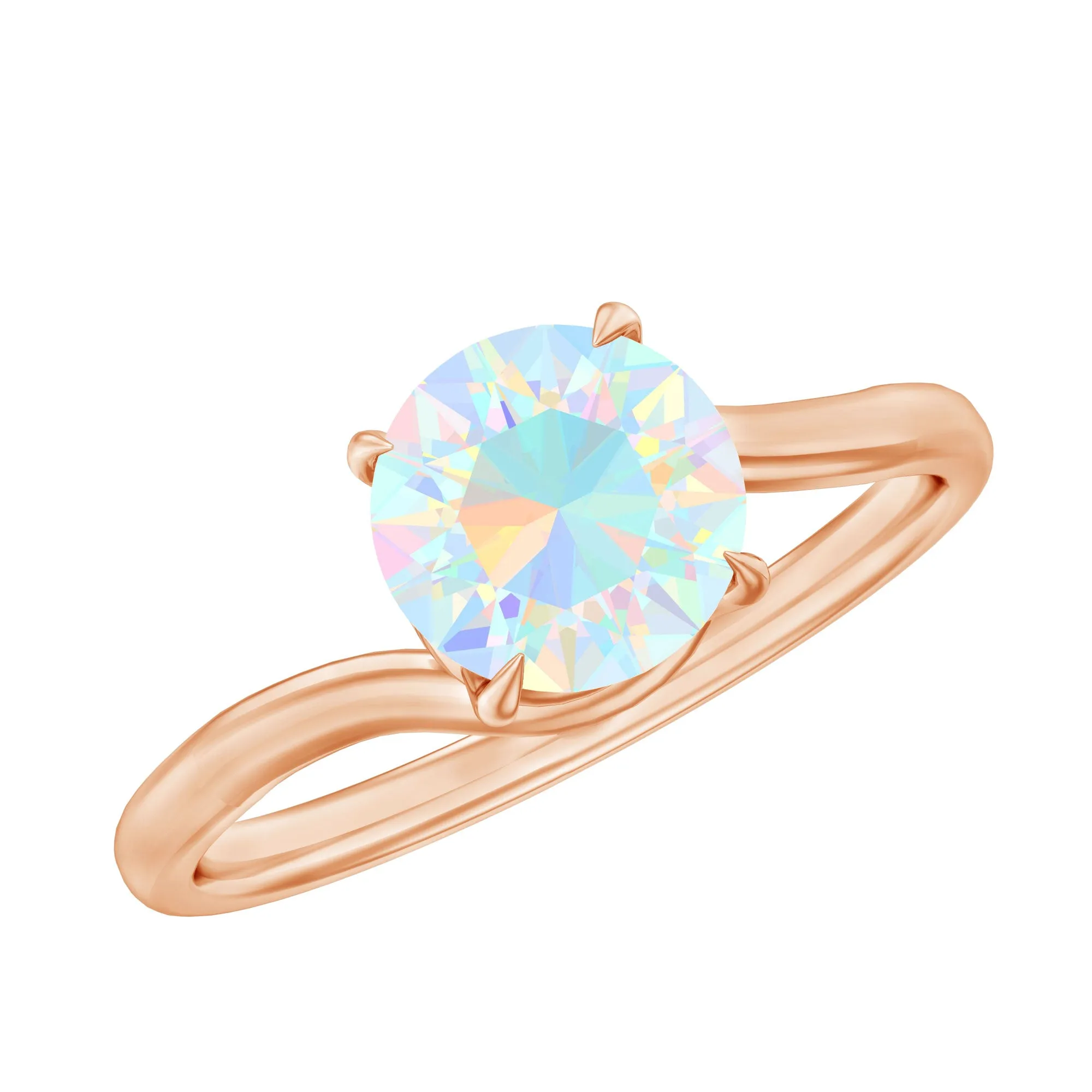 Round Cut Solitaire Ethiopian Opal Bypass Promise Ring