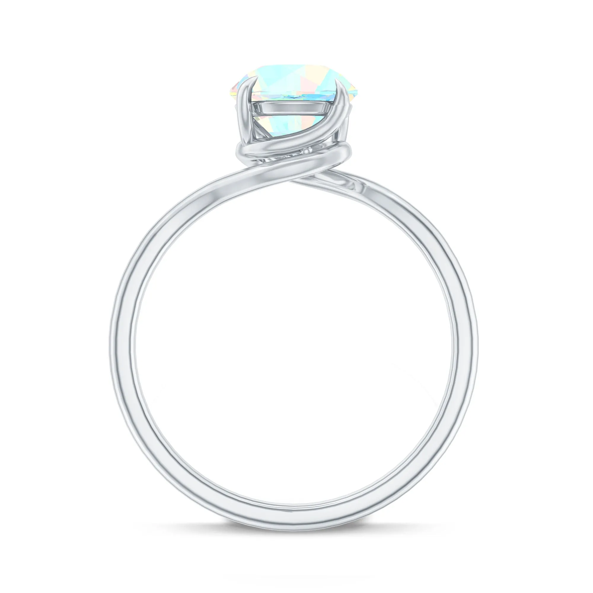 Round Cut Solitaire Ethiopian Opal Bypass Promise Ring